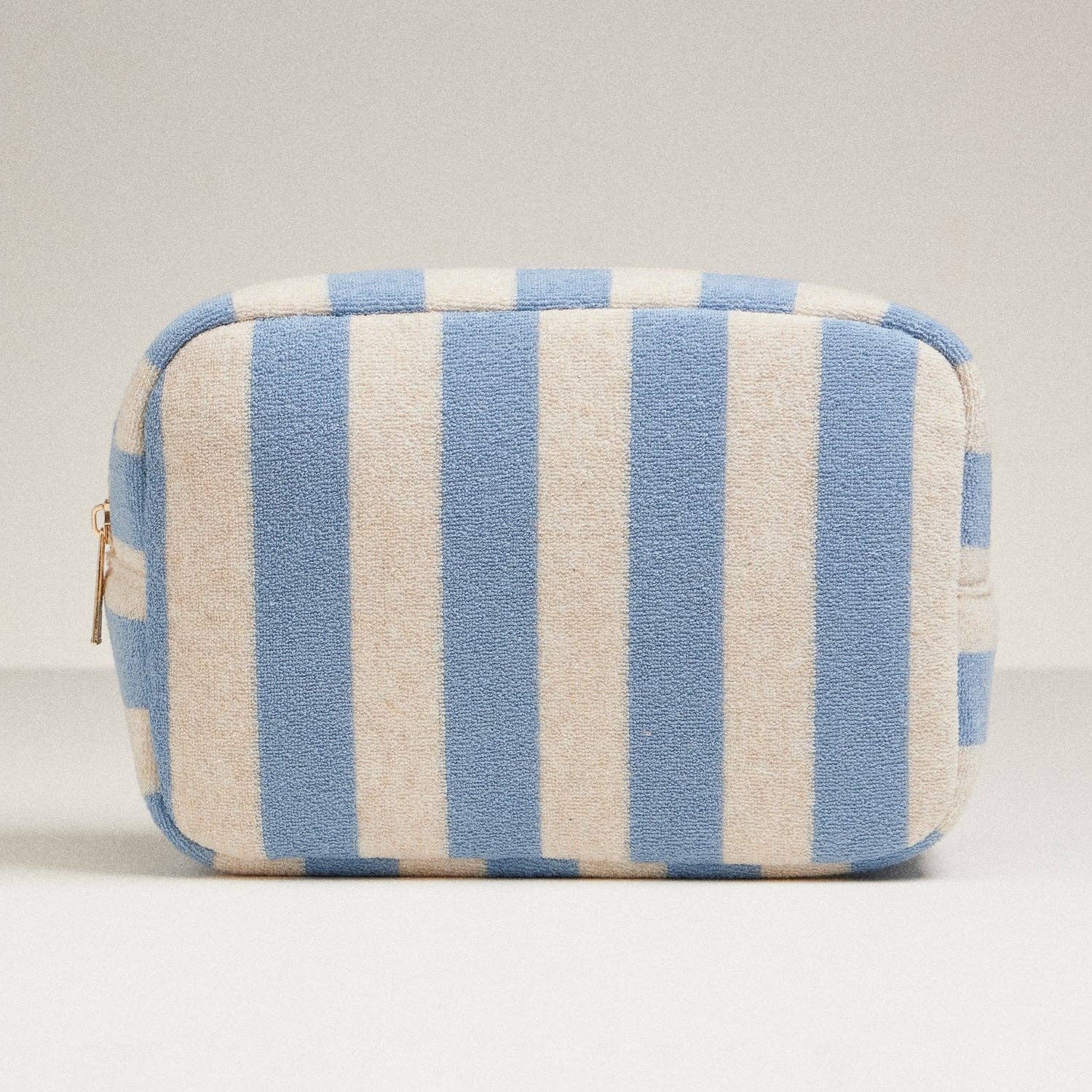 Terry Fabric Striped Multi-Purpose Pouch: Denim
