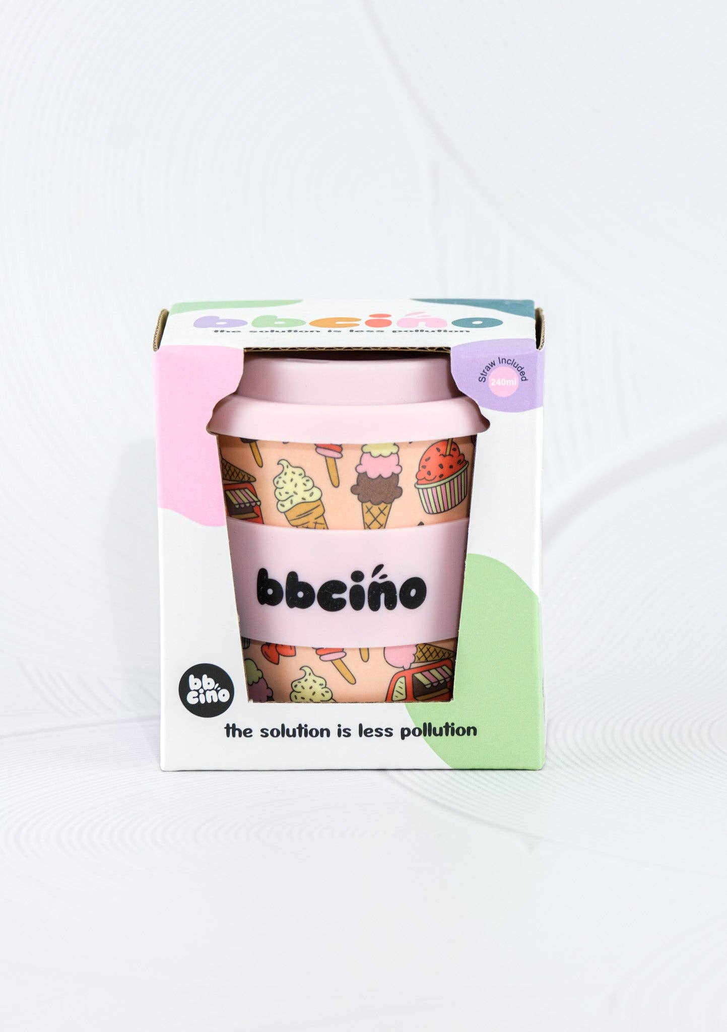 Scoops in Pink Kids Keep Cup - 240ml (STRAW INCLUDED)