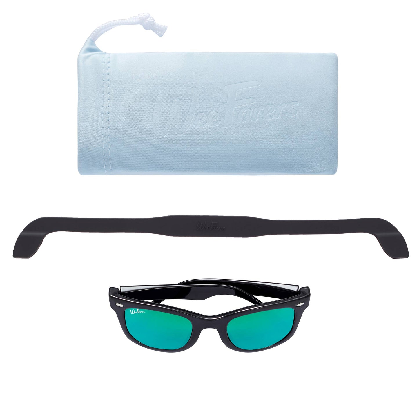 Polarized WeeFarers - Black w/ Sea Green: Ages 7-12Y
