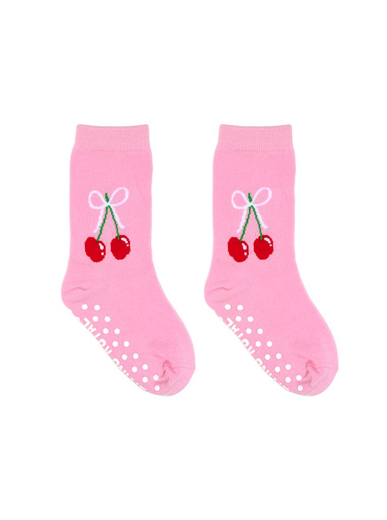 3D Packaged Crew Socks - Cherries Tied w/ Bow