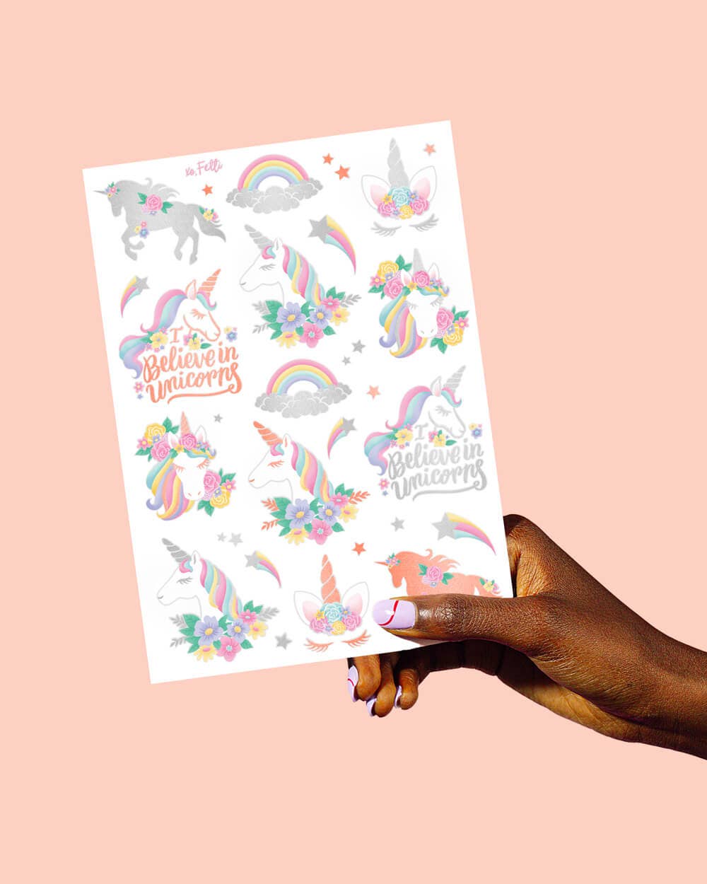 Unicorn Kids 52 foil temporary tattoos Screen-Free activity