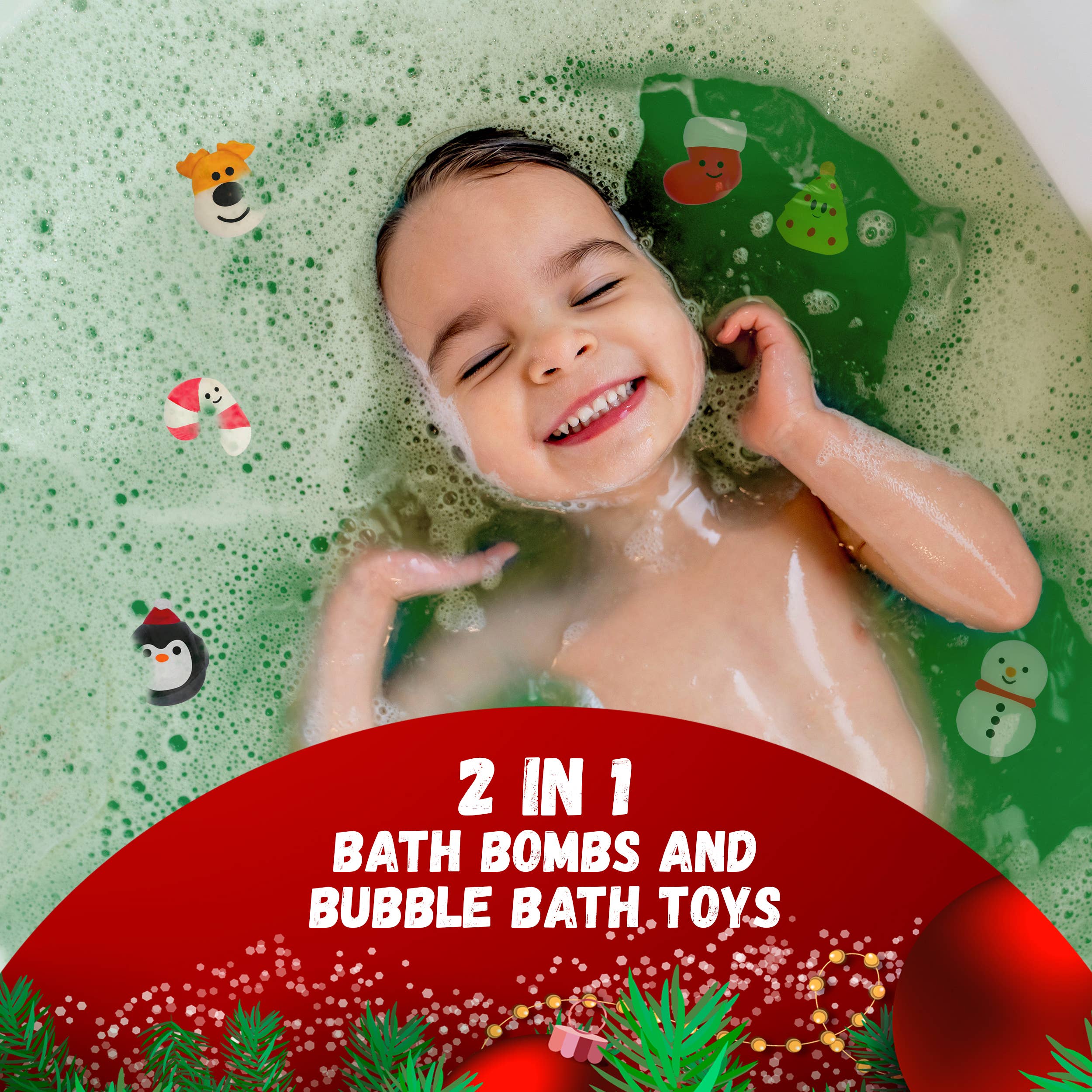 Christmas Kids Bath Bombs Gift Set w Surprise Toys - 1 Pack