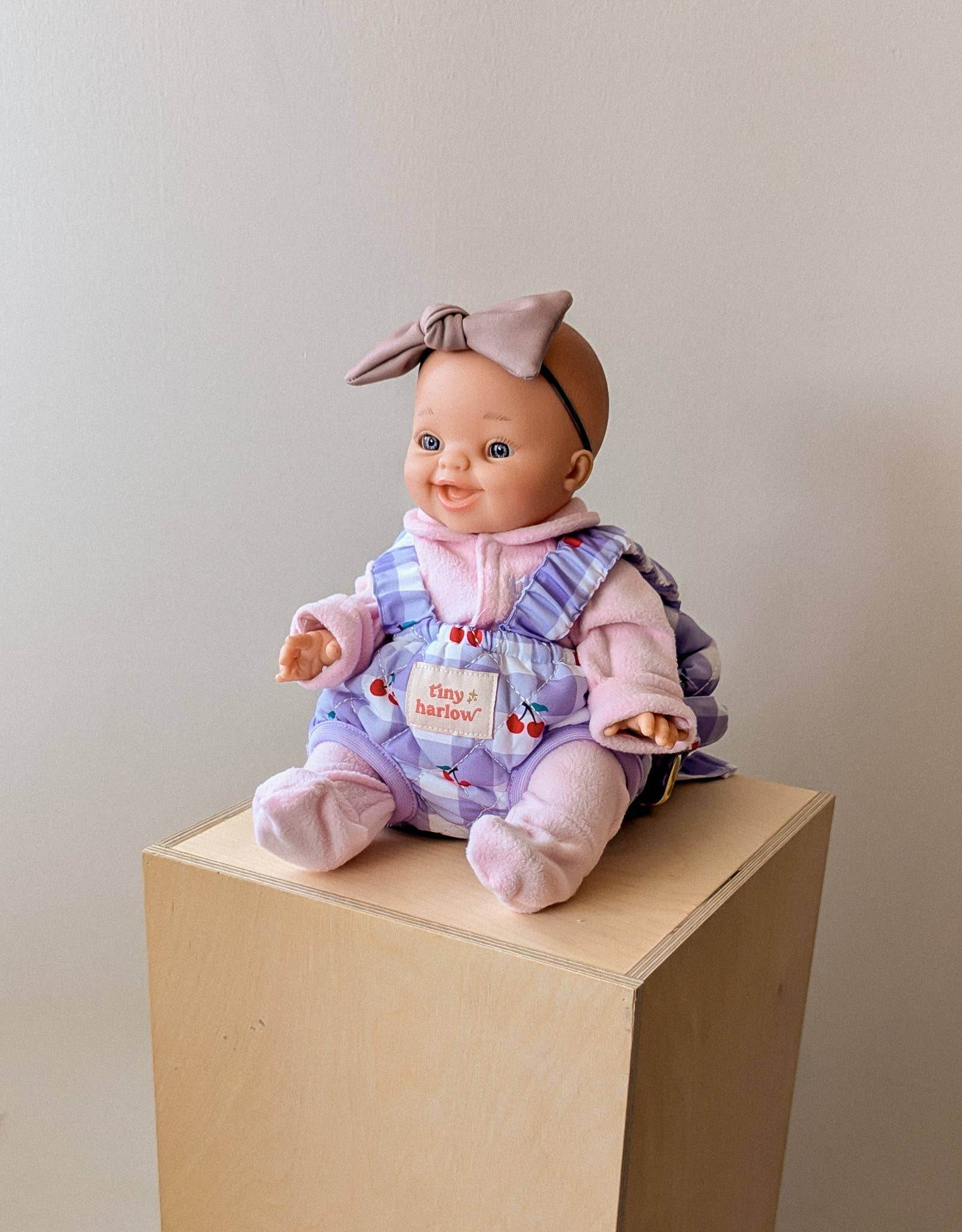 Doll Carrier - Lilac gingham Cherry - Tiny Harlow