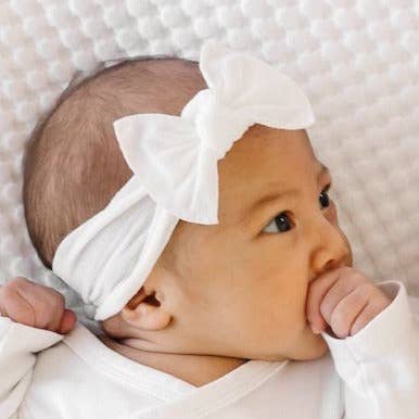 Baby Bling® Itty Bitty Knot Small Soft Nylon Bow Headband: Rose Quartz