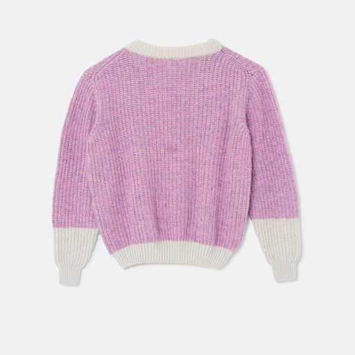 Color block tricot cardigan - Mauve Stone