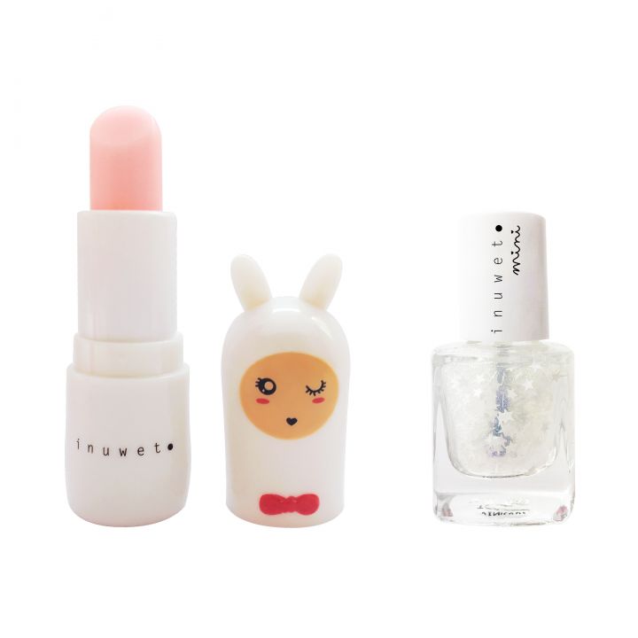 INUWET DUO WHITE : LIPBALM + NAILPOLISH TOP COAT STARS
