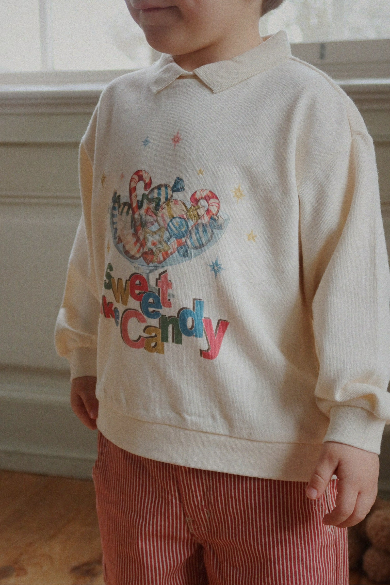 Spotty LS Polo GOTS - Antique White