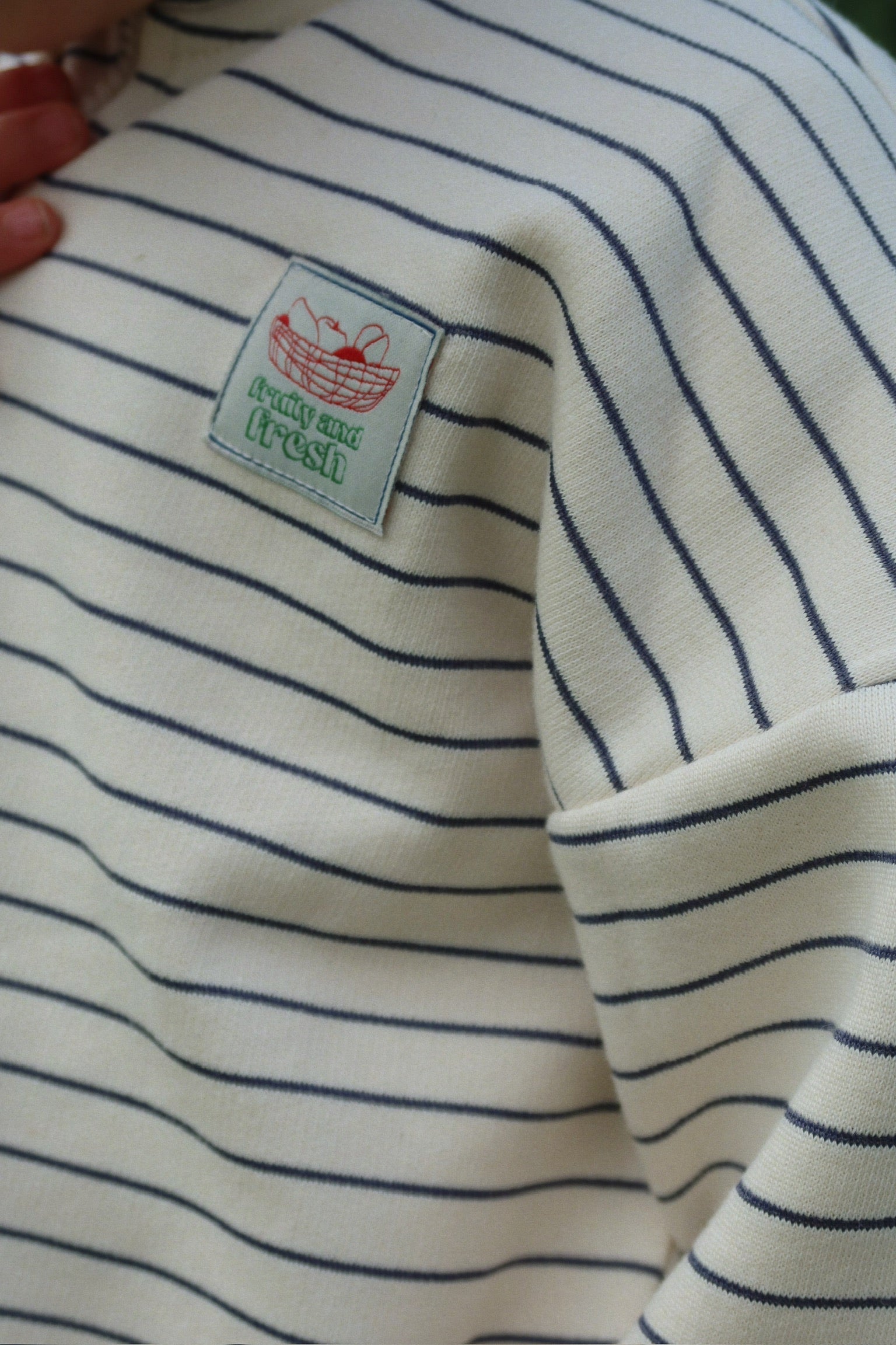 Lou Stripe Half Zip Sweat - Flintstone Stripe