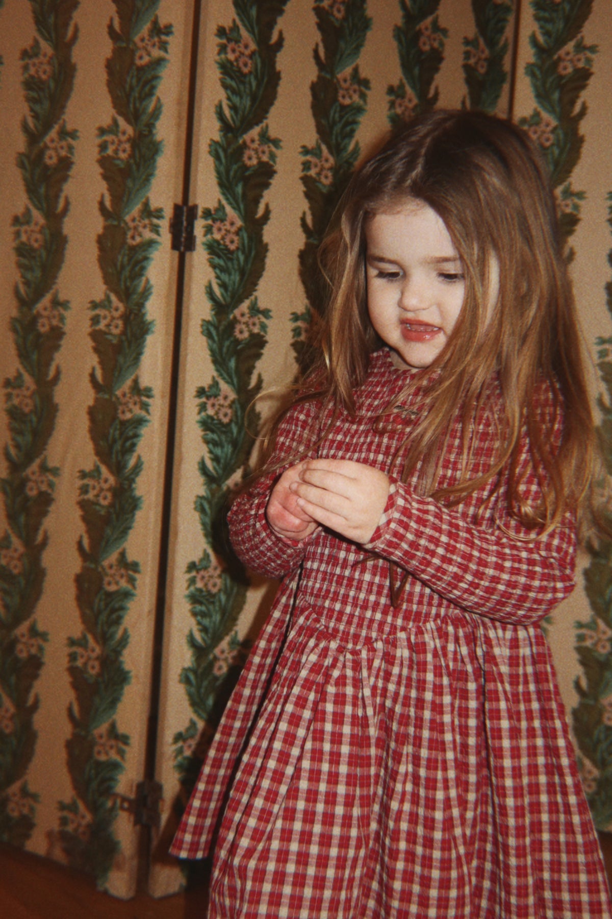 Elin Smock Dress GOTS - Brick Check