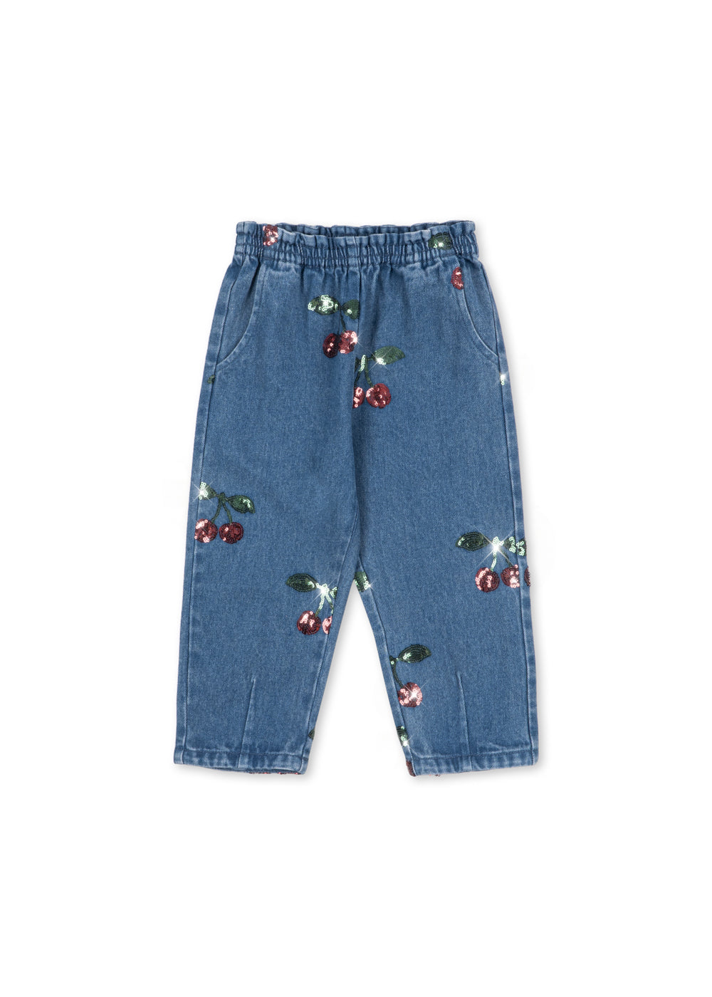 Magot Sequin Frill Pants GOTS - Cherry Sequin