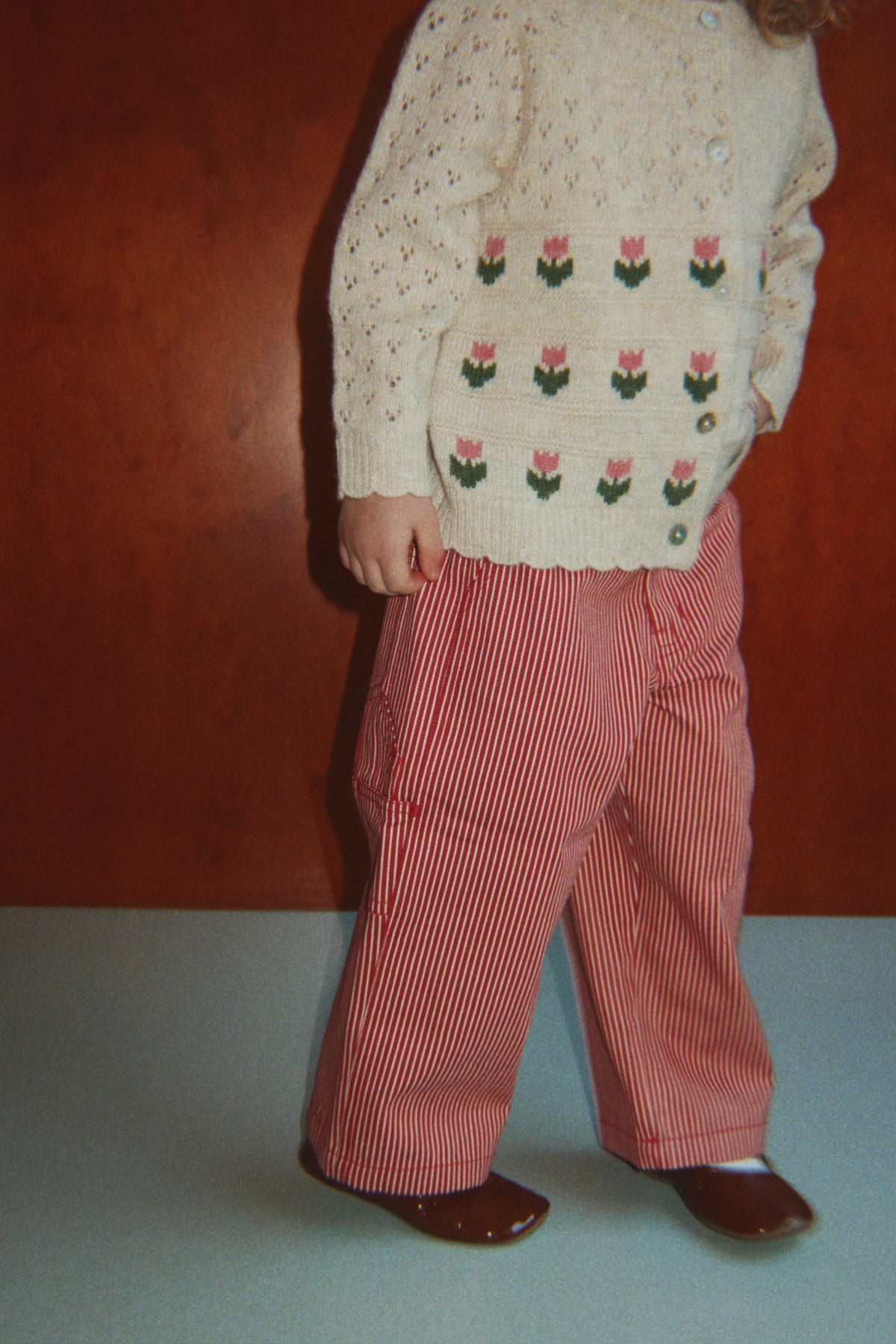Luc Pants GOTS - Milk Rouge Stripe