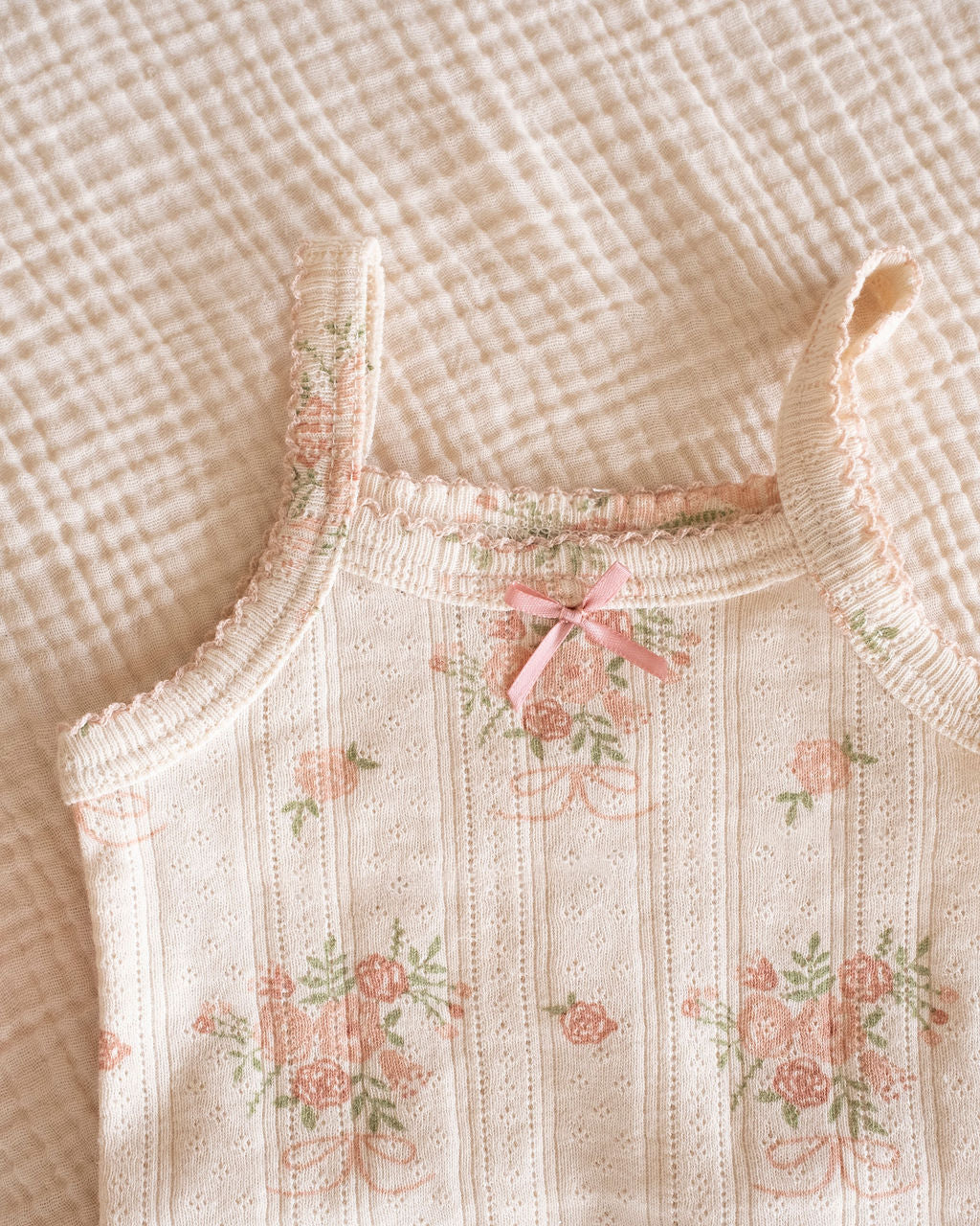 Pointelle Strap Onesie - Parfait Pink