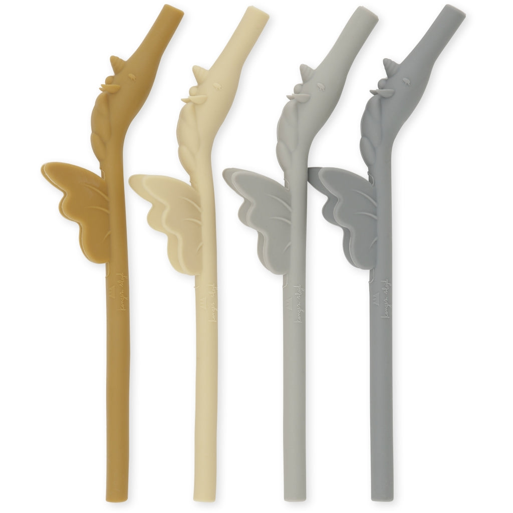 4 PACK SILICONE STRAW UNICORN