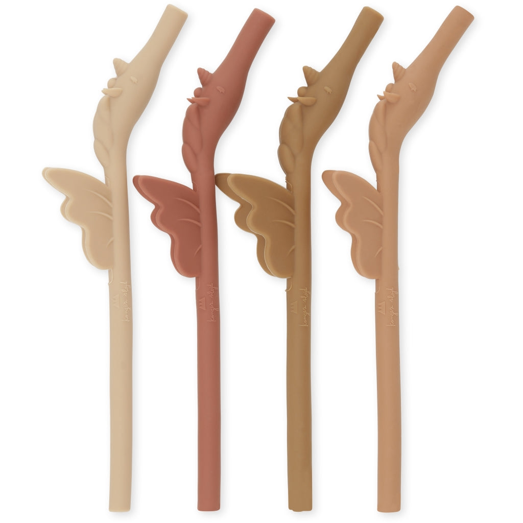 4 PACK SILICONE STRAW UNICORN