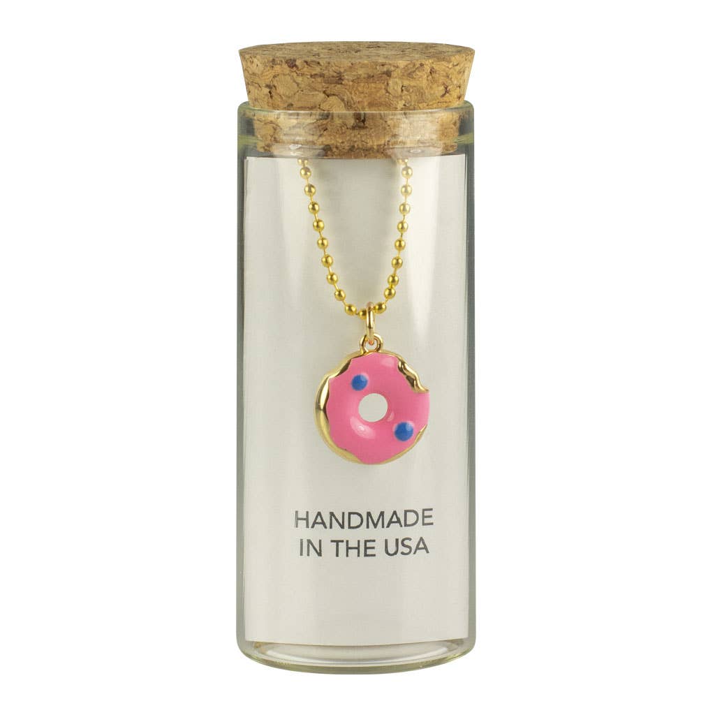 Kids Charm Necklace in a glass bottle Donut