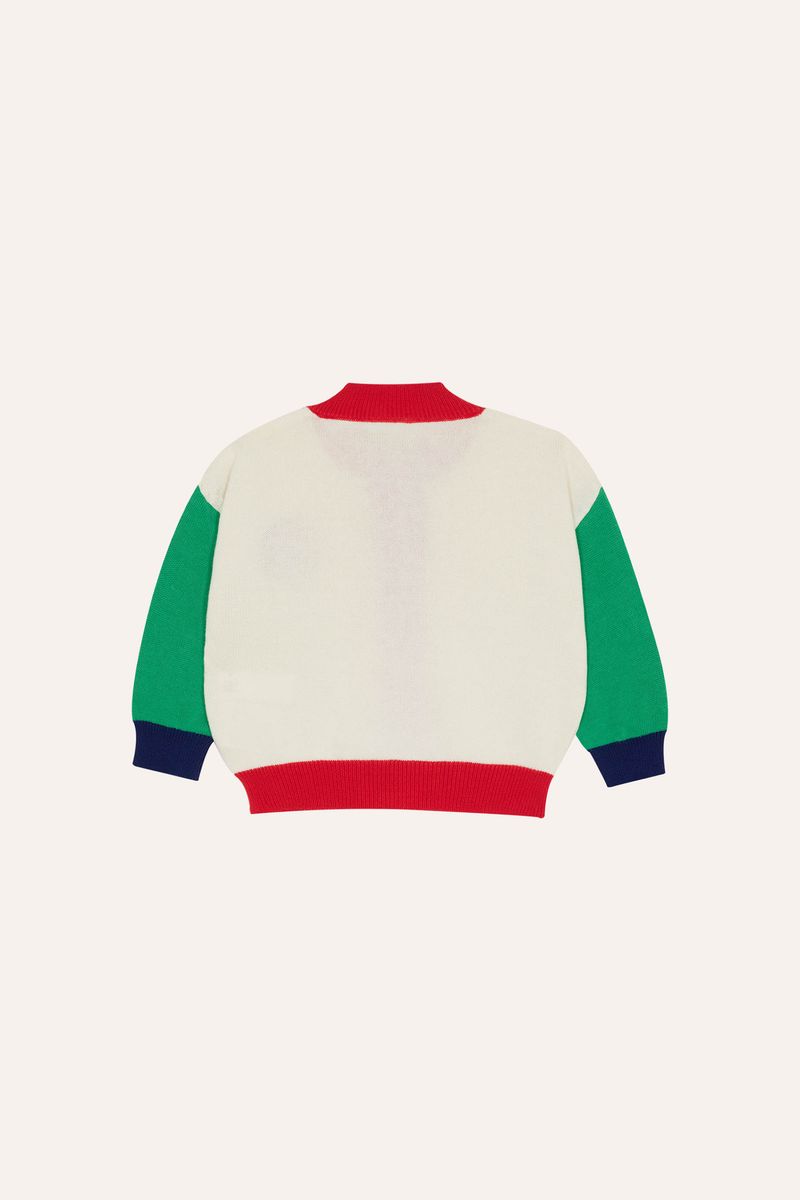 Color Block Baby Cardigan - Ecru