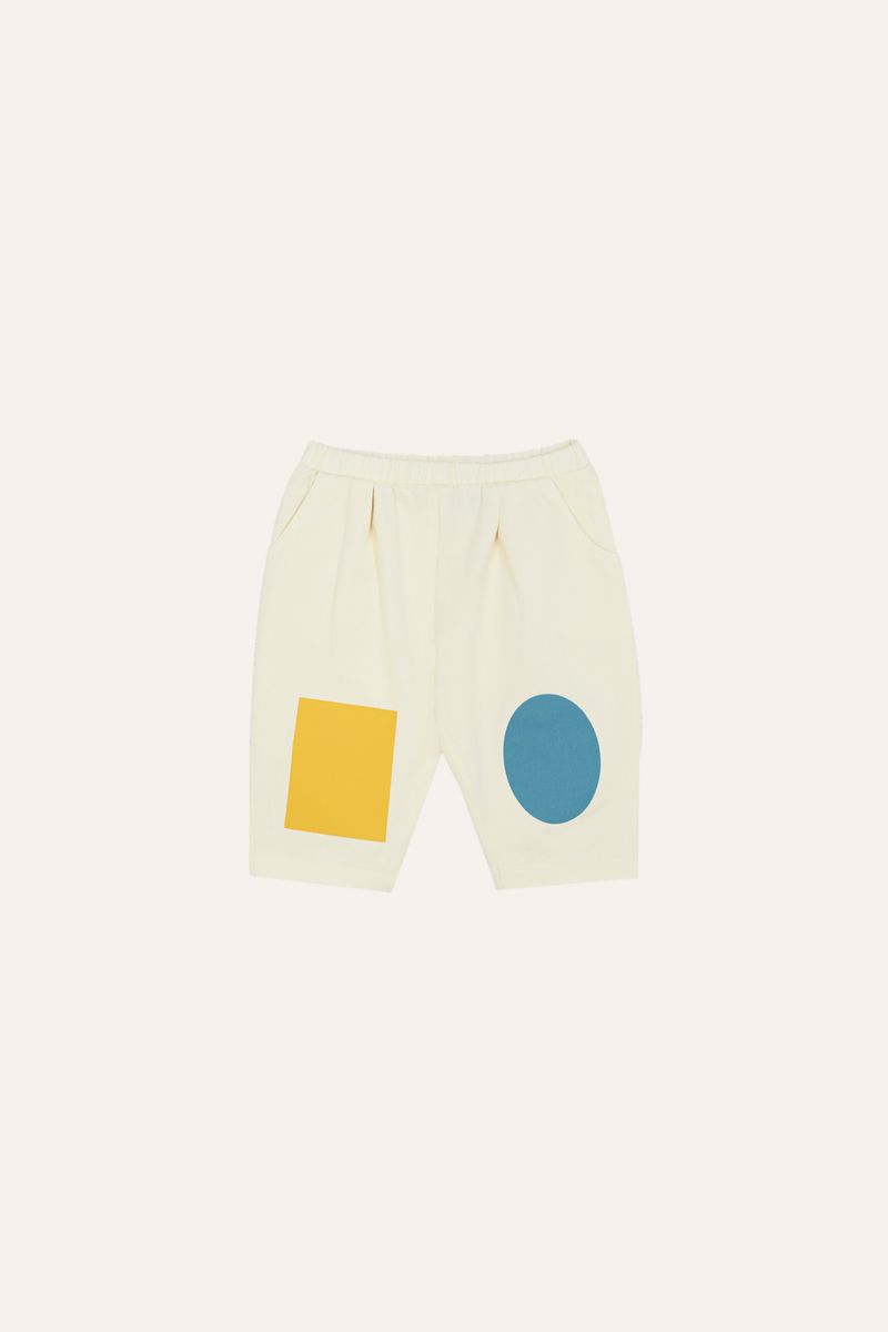 Bicolor Patches Ecru Baby Trousers - Ecru