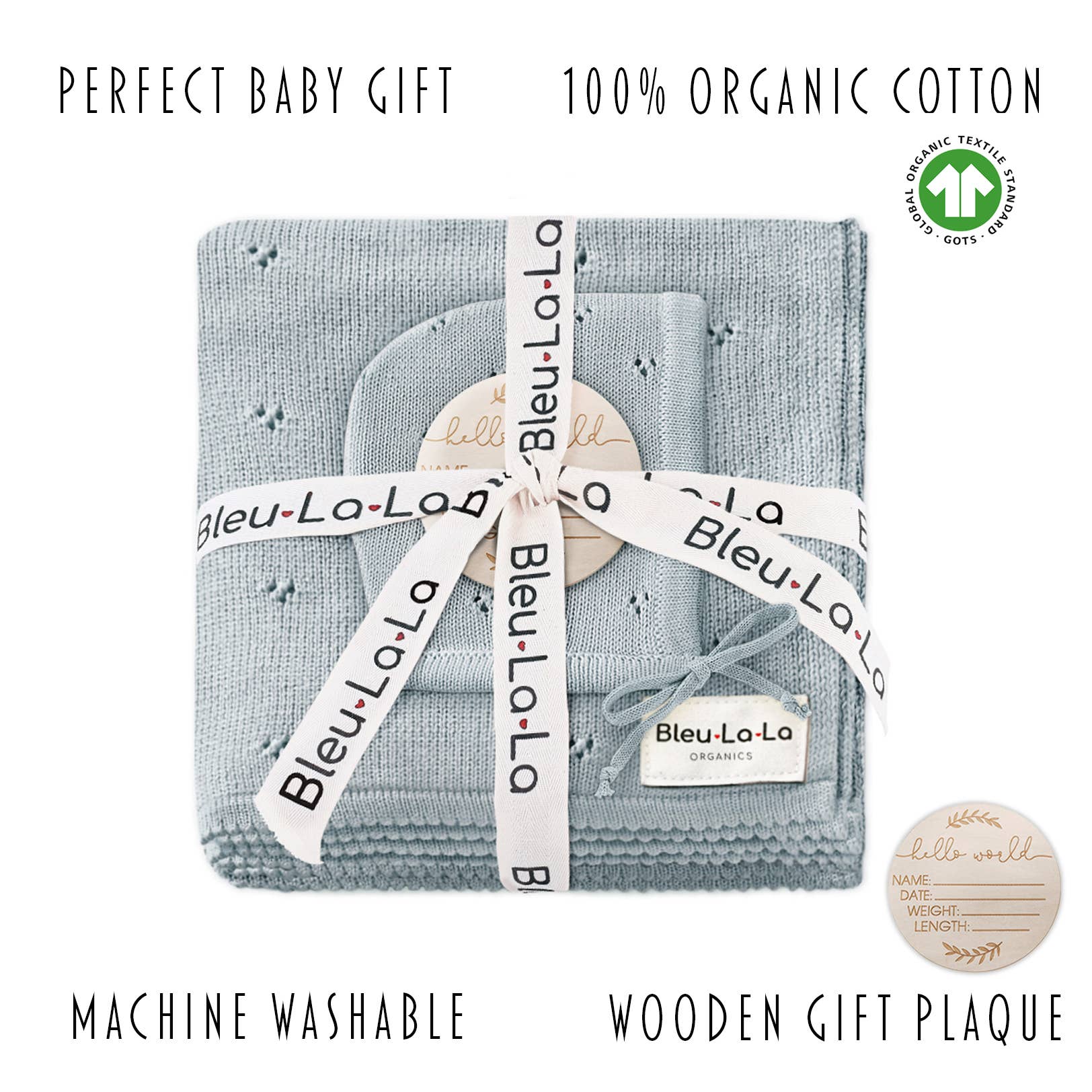 100% Organic Cotton Luxury Organic Blanket + Bonnet Hat Set: Purple