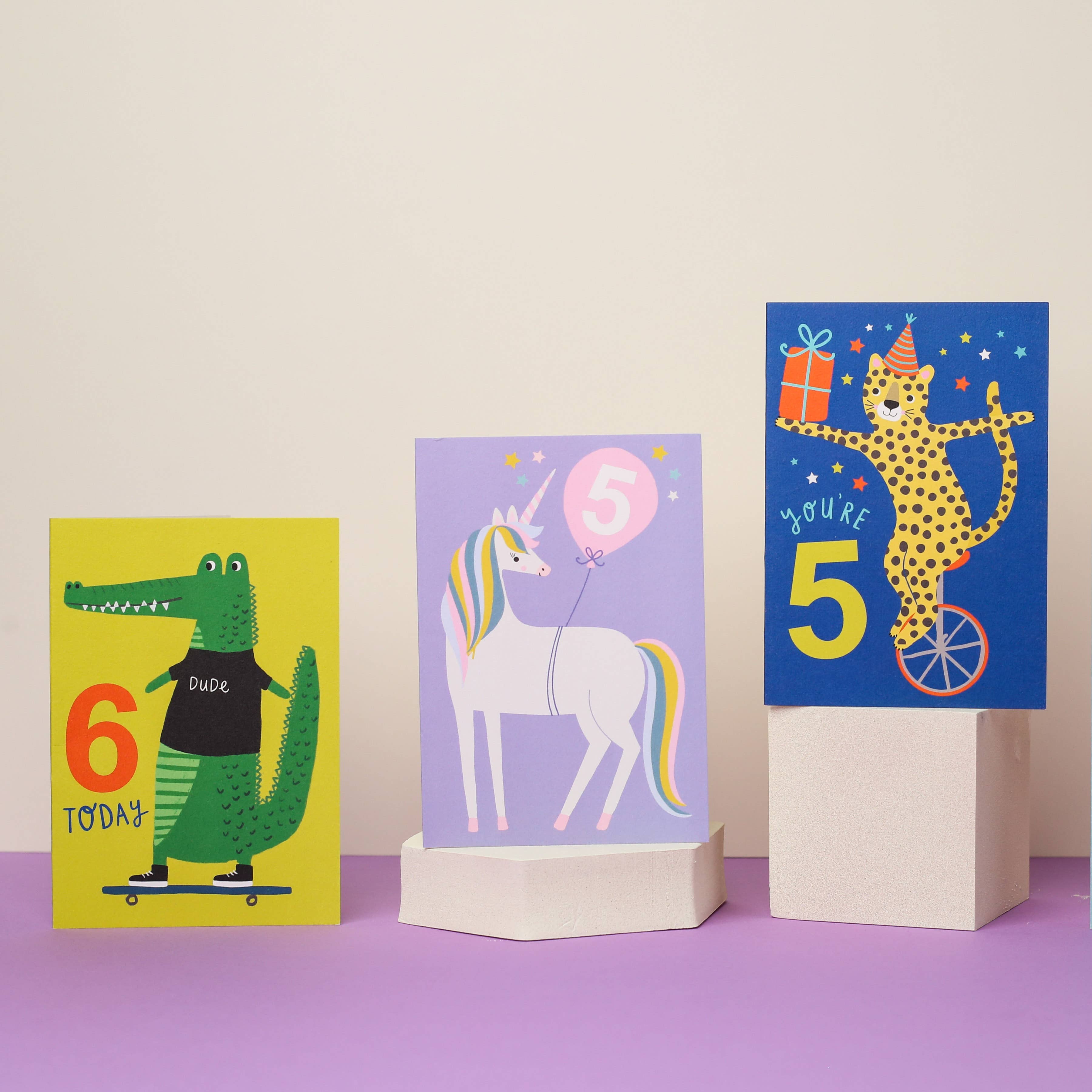 Age 5 Unicorn Kid's Birthday Card