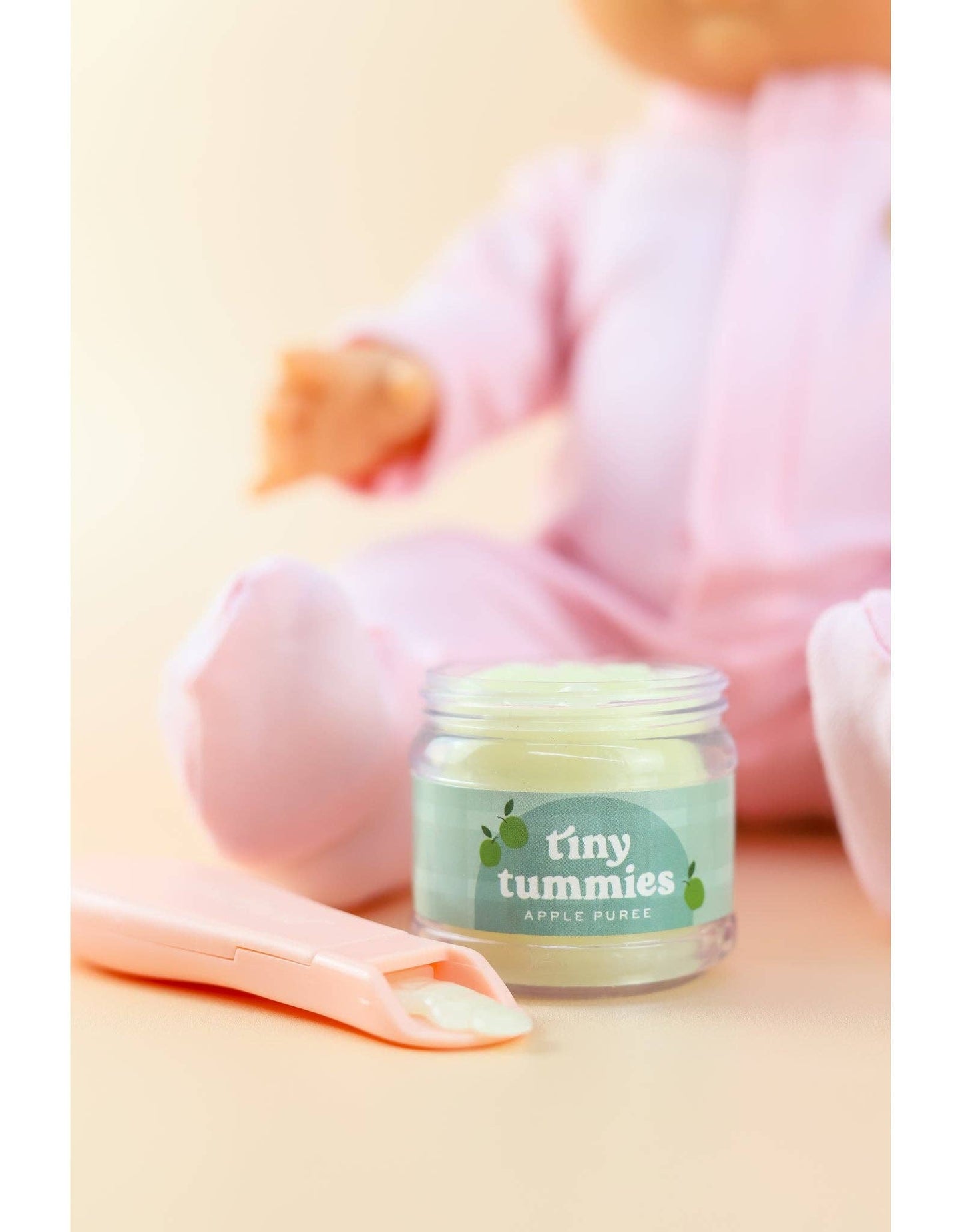 Tiny Tummies - Apple jelly food - Jar and spoon