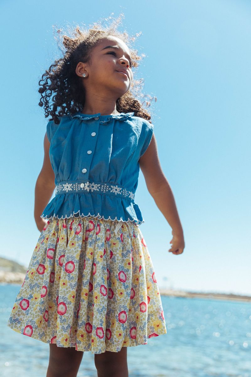 Cora Top in Pacific Blue