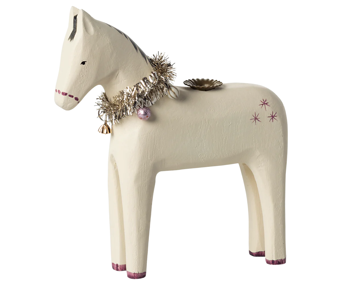 Wooden Candle Holder, Small Horse