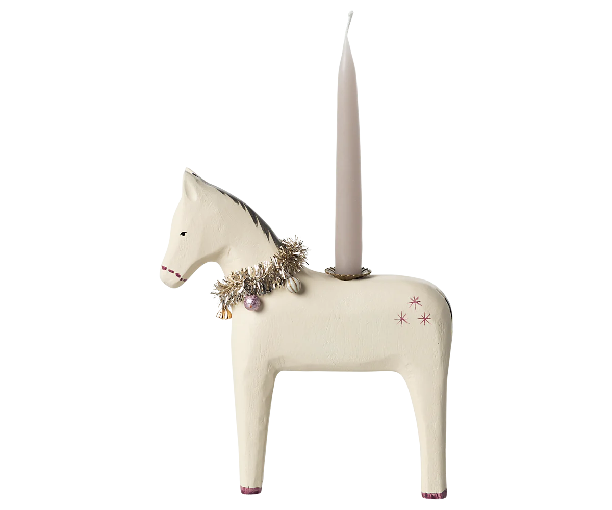 Wooden Candle Holder, Small Horse