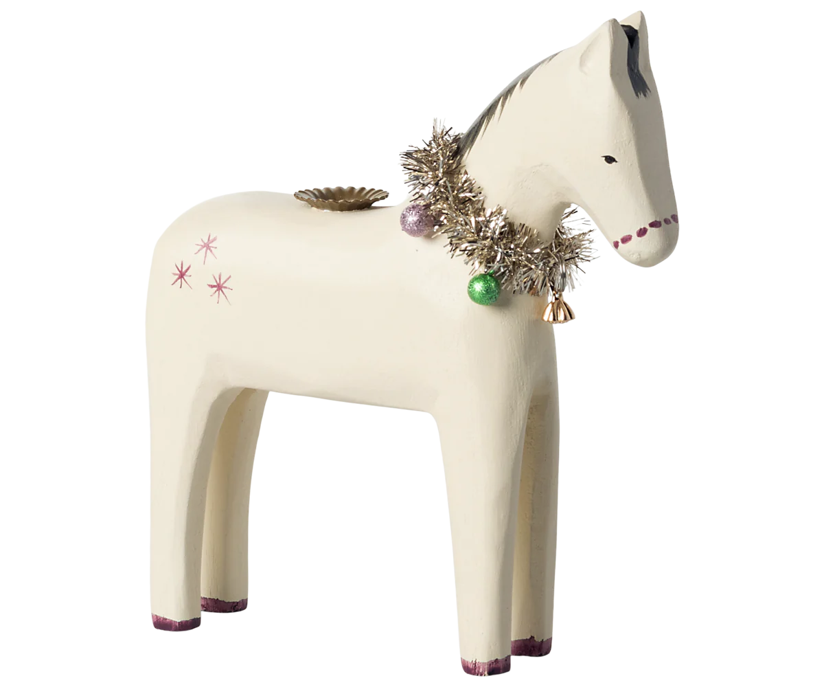 Wooden Candle Holder, Small Horse