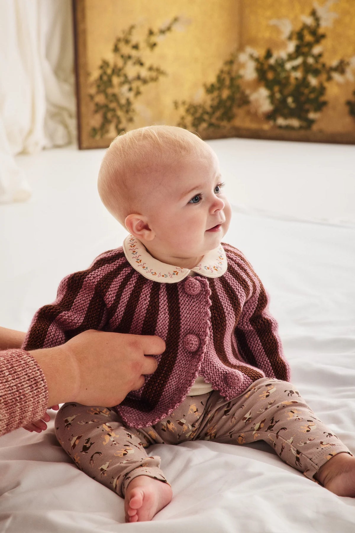 Baby Circus Stripe Cardigan - Antique Rose
