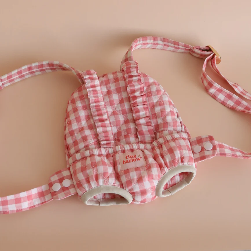 Doll Carrier - Pink gingham - Tiny Harlow