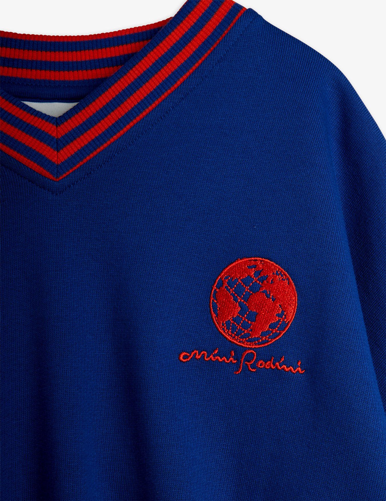 Striped Rib Earth Emb Sweatshirt - Blue