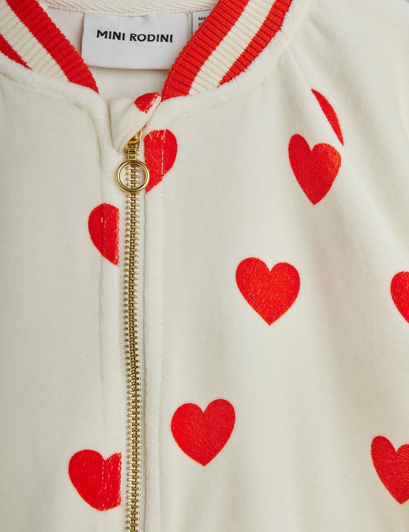 Hearts AOP Velour Baseball Cardigan - White