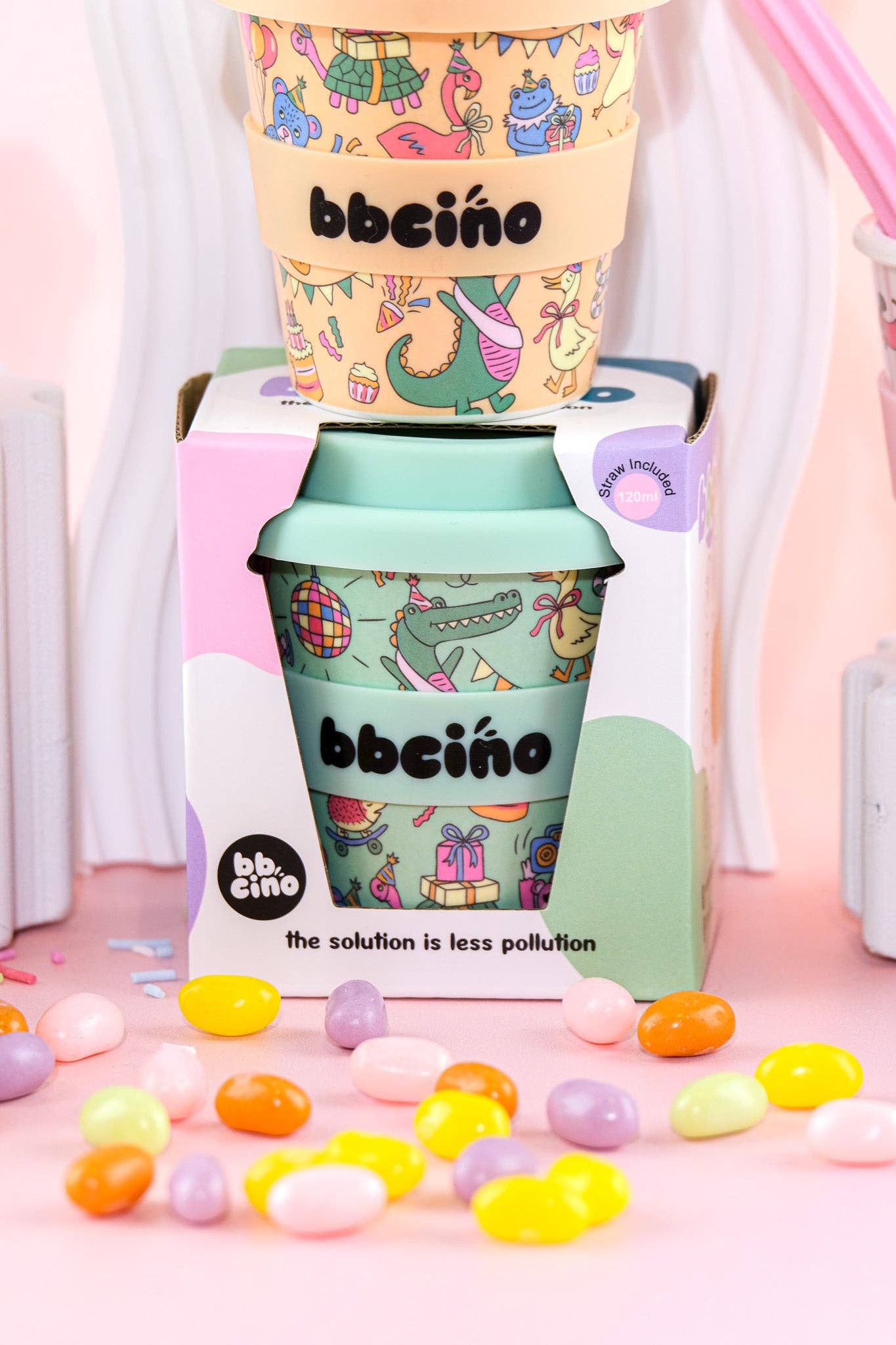 Party Animal in Green Babycino Cup - 120ml (STRAW INCLUDED)