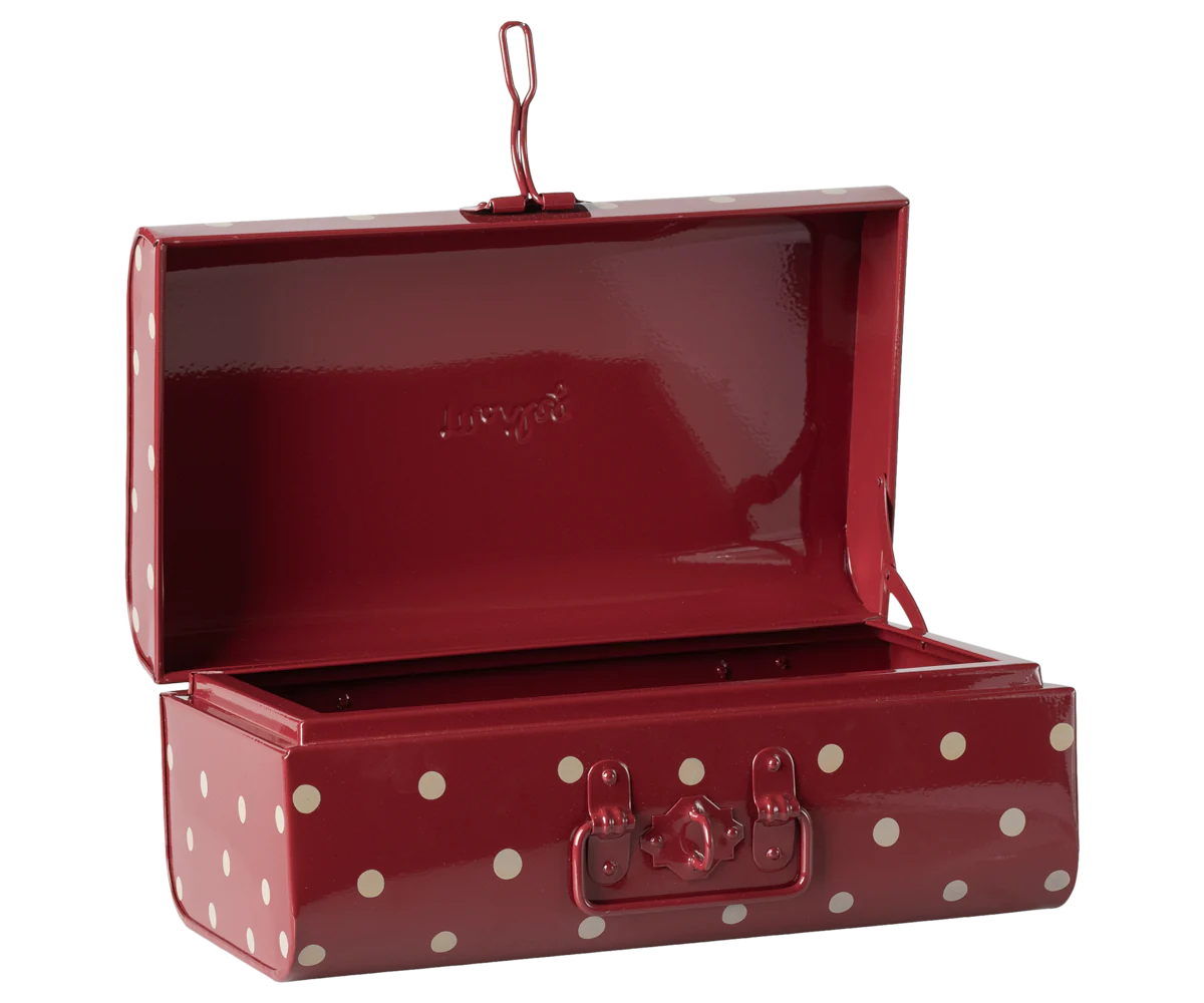 Storage Suitcase, Small - Red With Dots