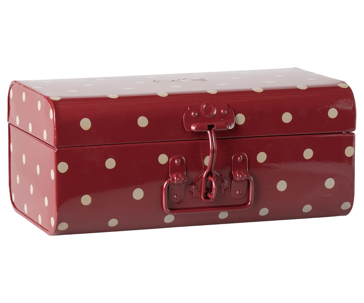 Storage Suitcase, Small - Red With Dots
