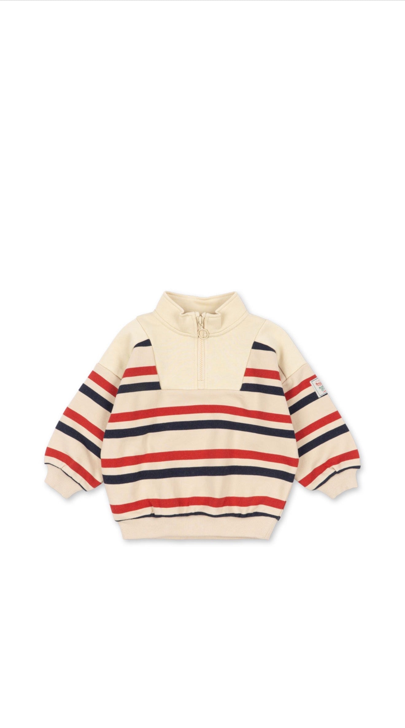 Loupy Half Zip Sweat GOTS - Tangerine Stripe