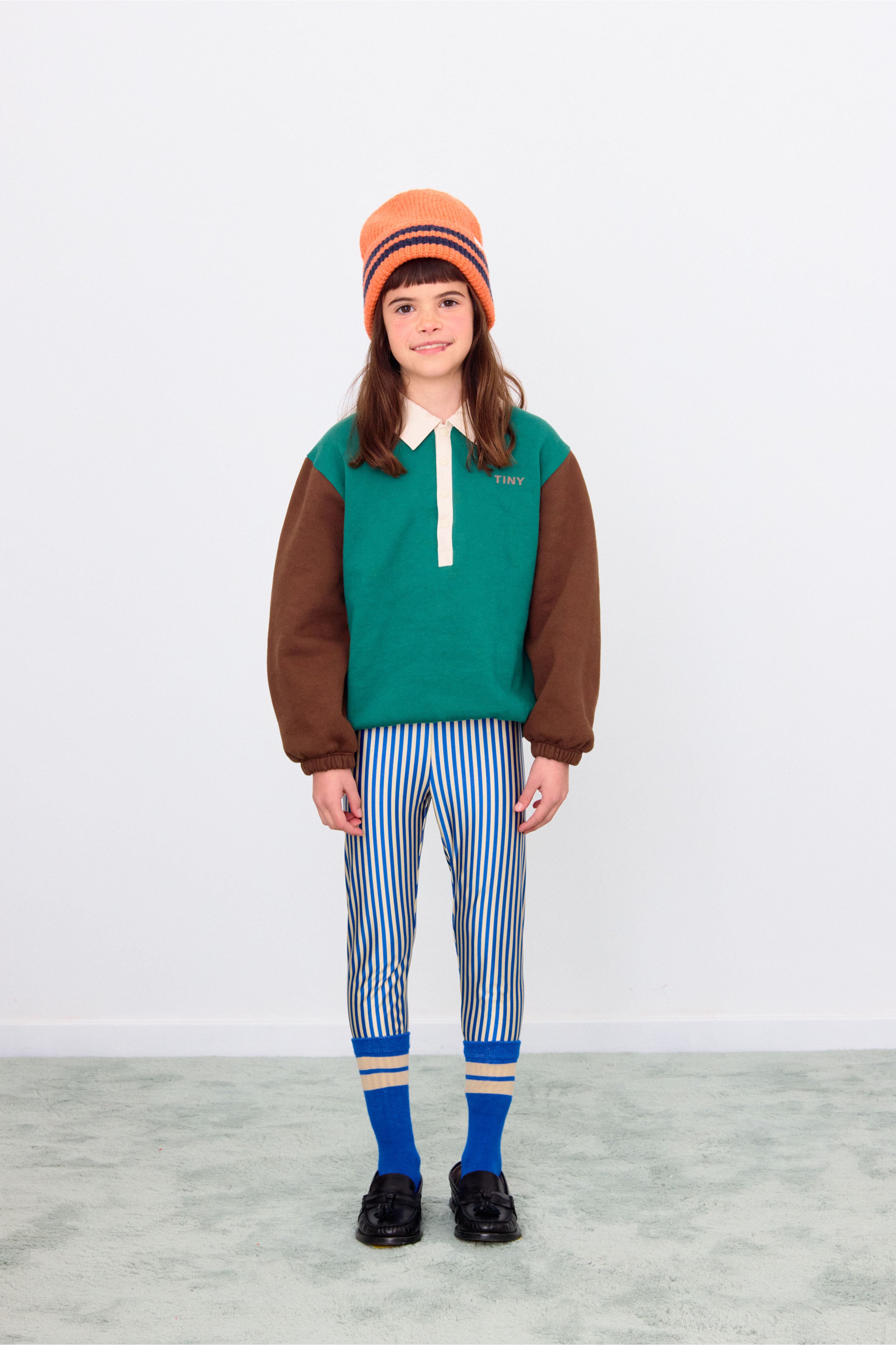 Color Block Polo Sleeve Tee Dark Green