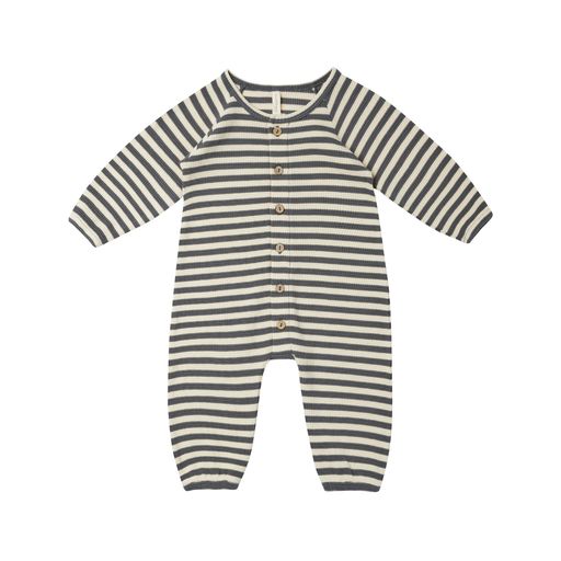 WAFFLE LONG SLEEVE JUMPSUIT || NAVY STRIPE