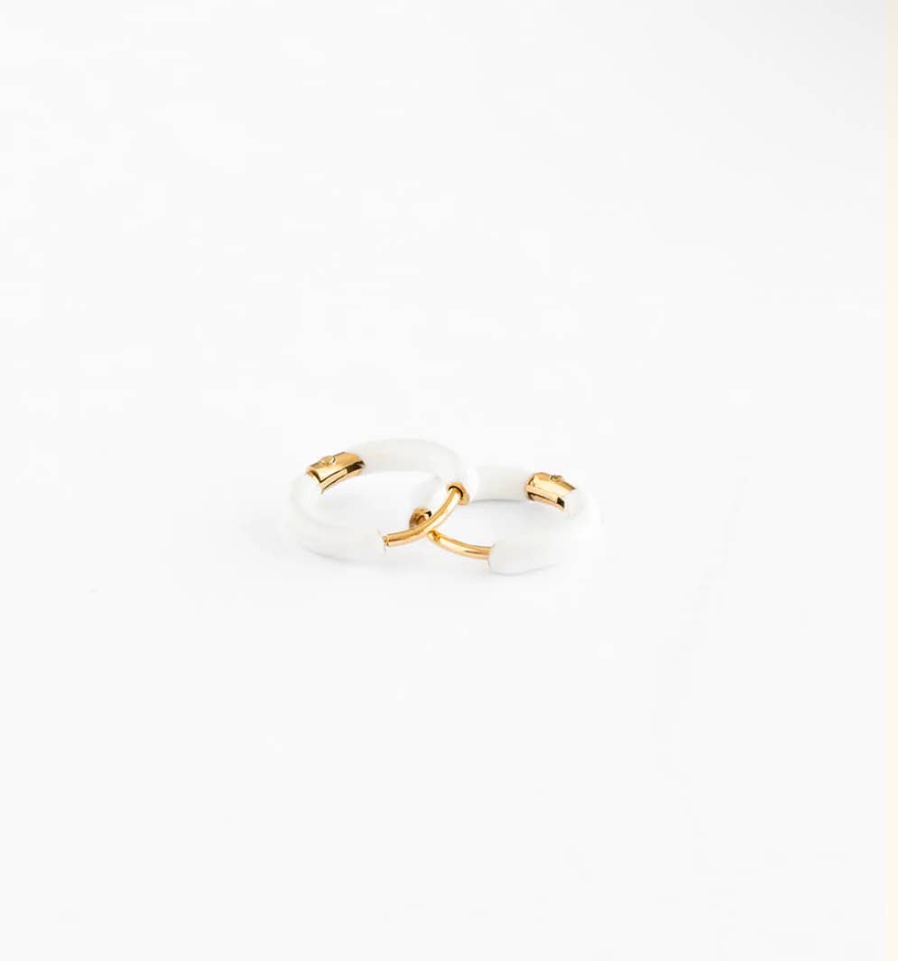 Enamel Hoop Earrings - Neon Pink