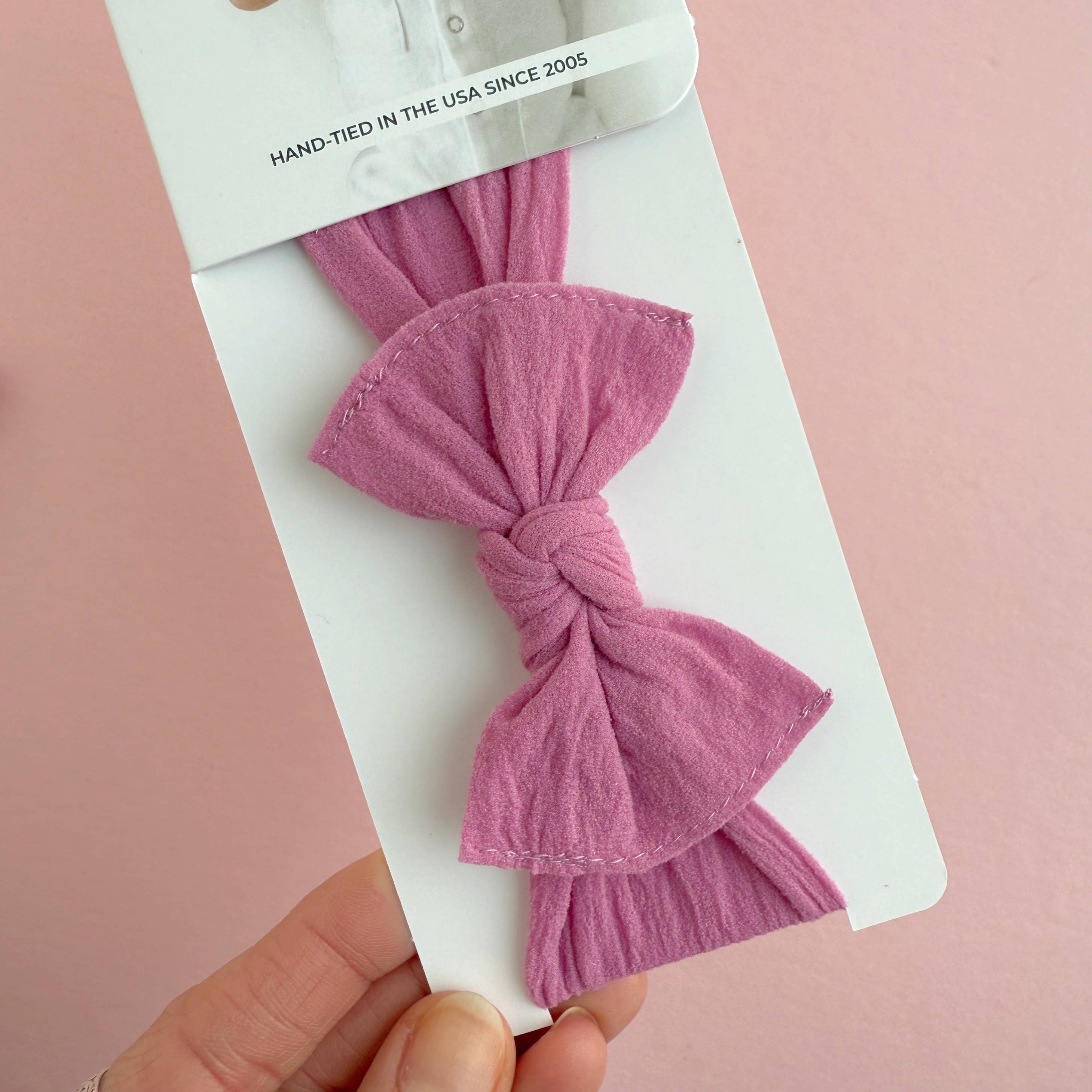 Baby Bling® Itty Bitty Knot Small Soft Nylon Bow Headband: Iris
