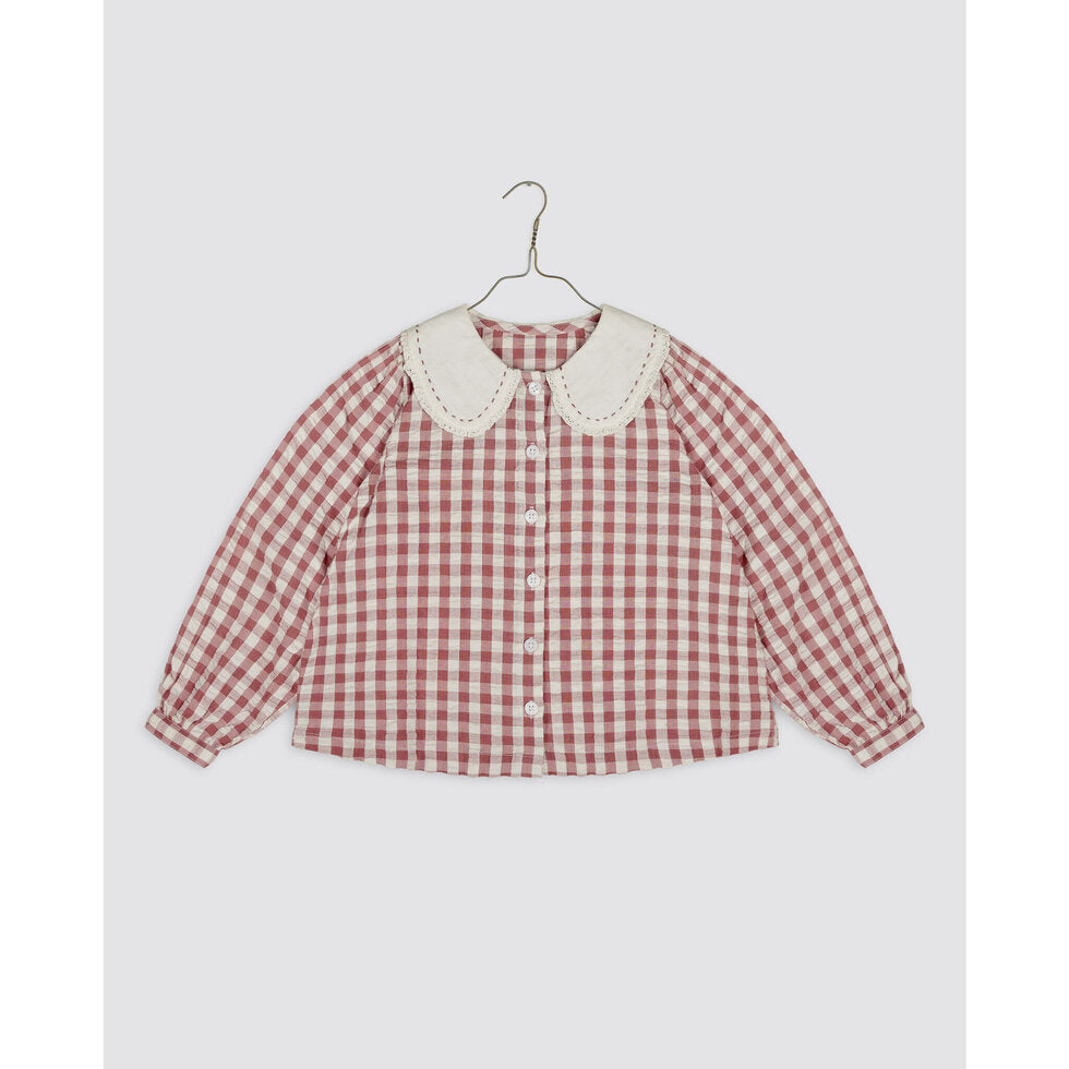 Smocked Catherine Blouse - Seersucker Gingham in Apple