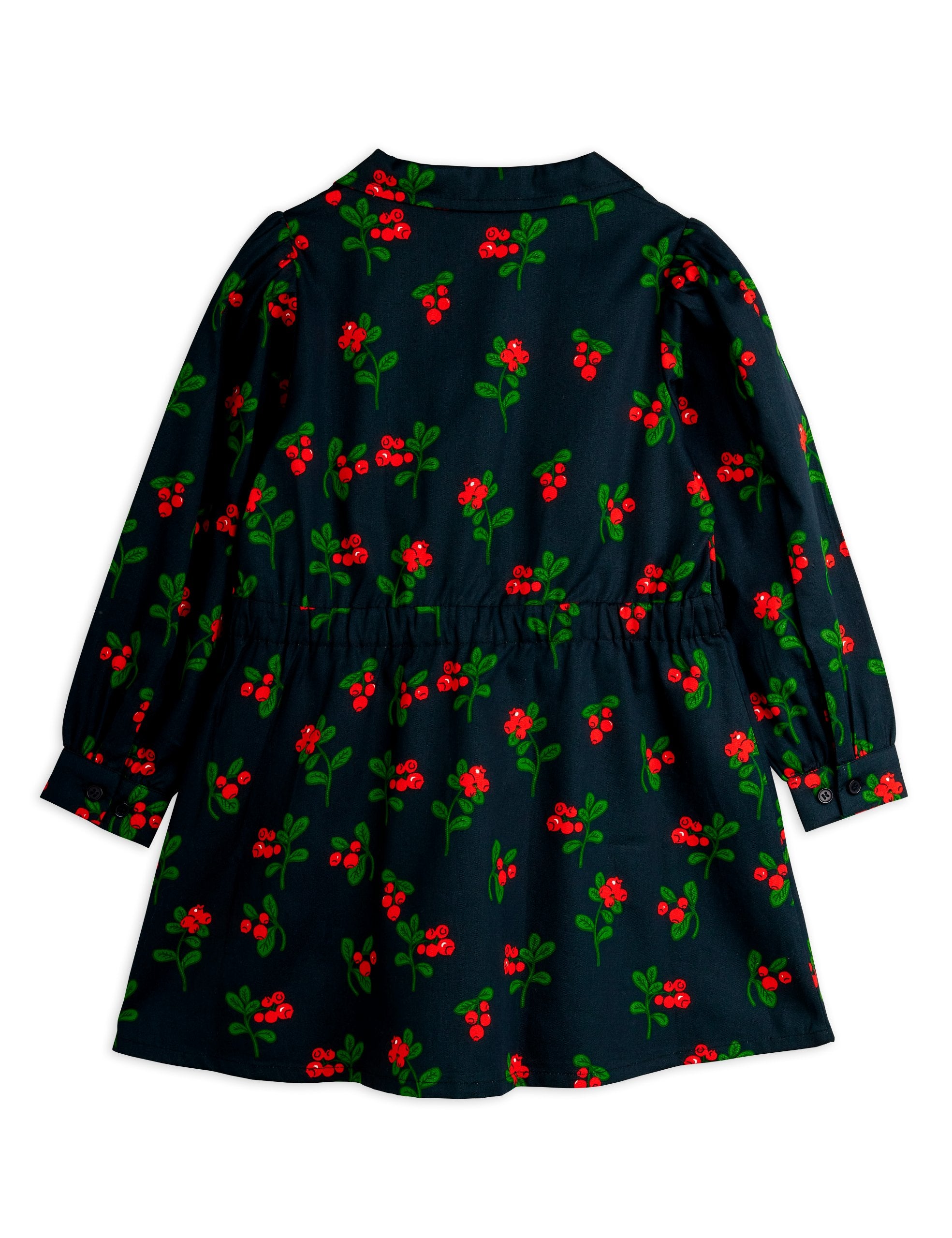 Lingonberries AOP Woven LS Dress - Black