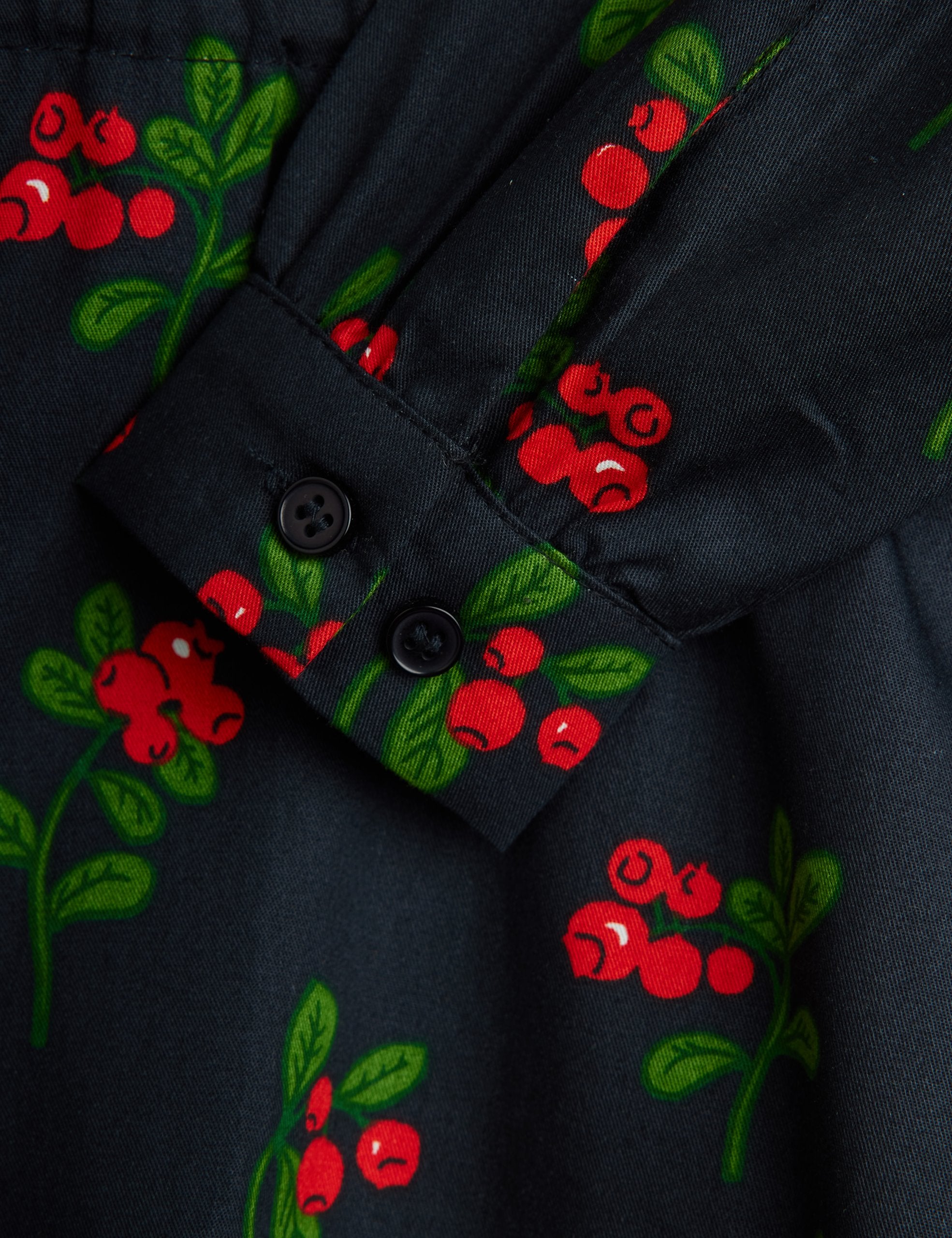 Lingonberries AOP Woven LS Dress - Black