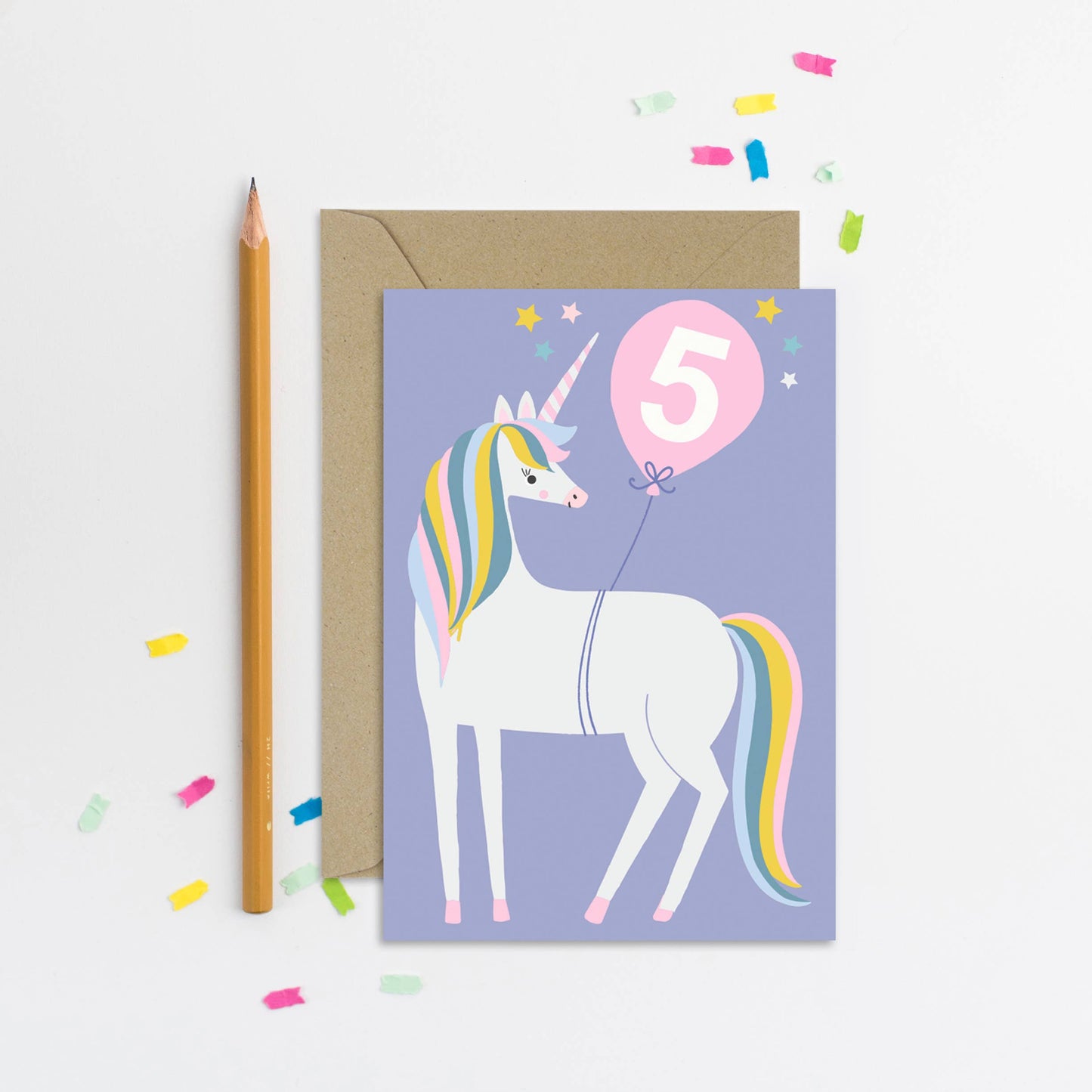Age 5 Unicorn Kid's Birthday Card