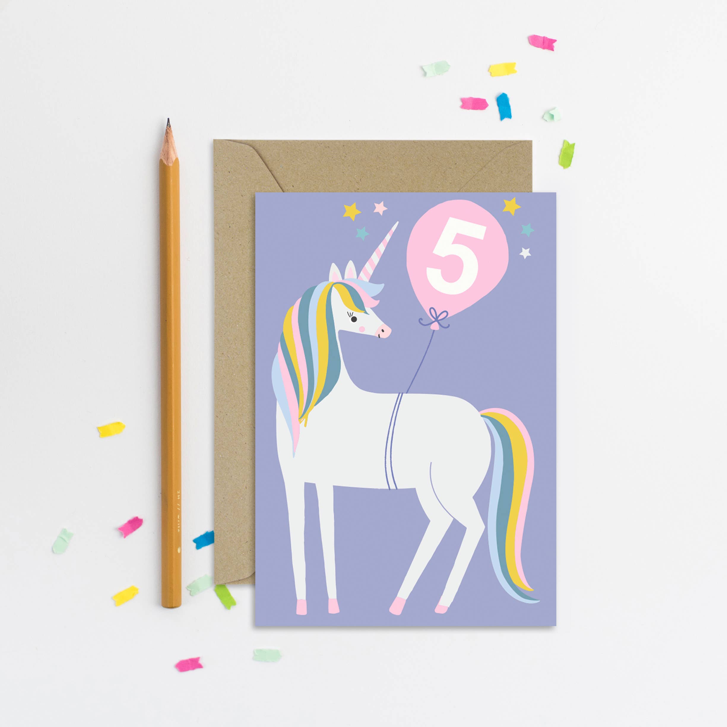 Age 5 Unicorn Kid's Birthday Card