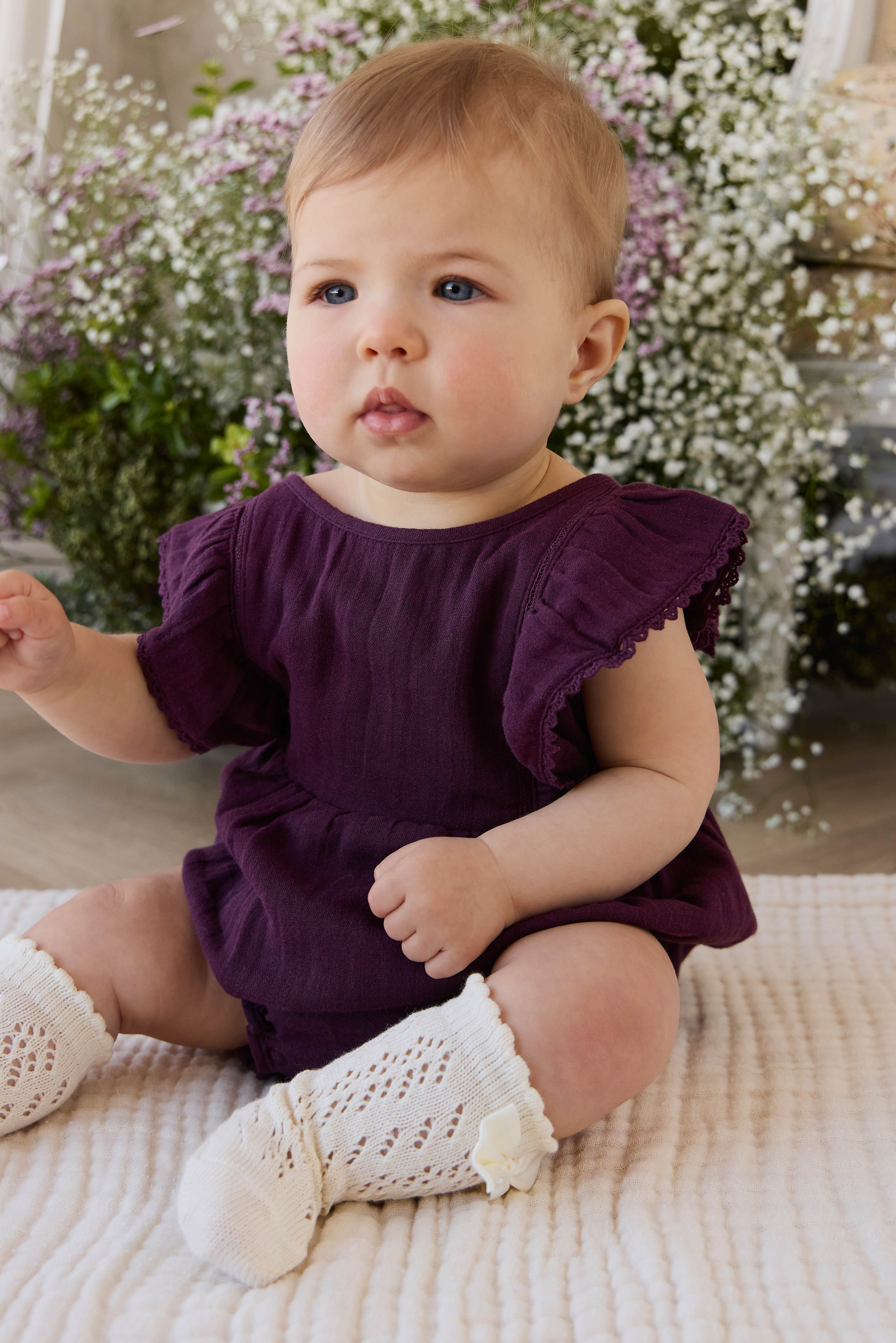 Organic Cotton Muslin Beatrice Playsuit - Fig