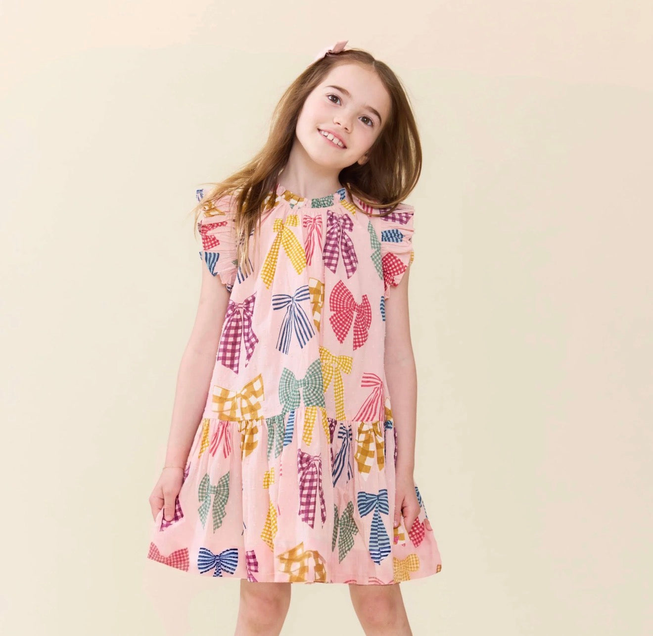 Girls Harper Dress - Patterned Bows