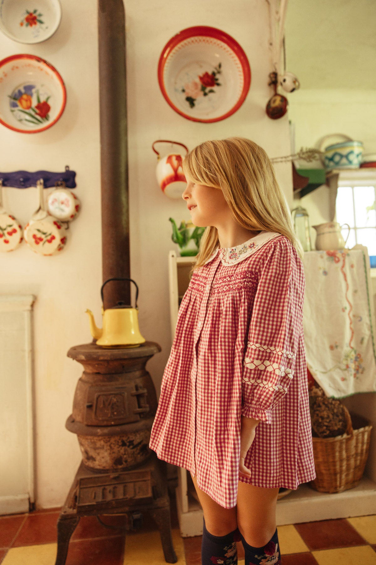 Delina Dress - Raspberry Checks