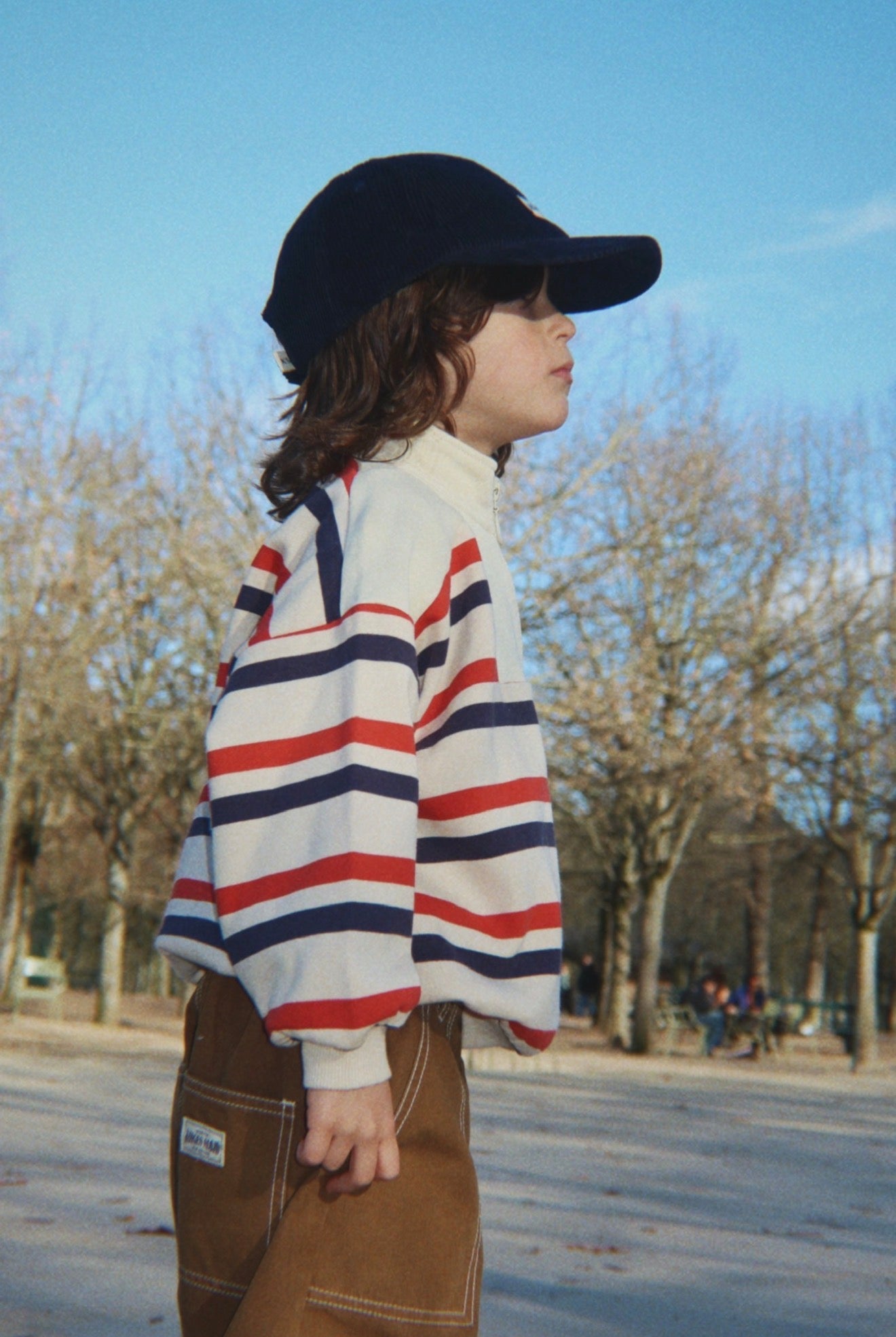 Loupy Half Zip Sweat GOTS - Tangerine Stripe