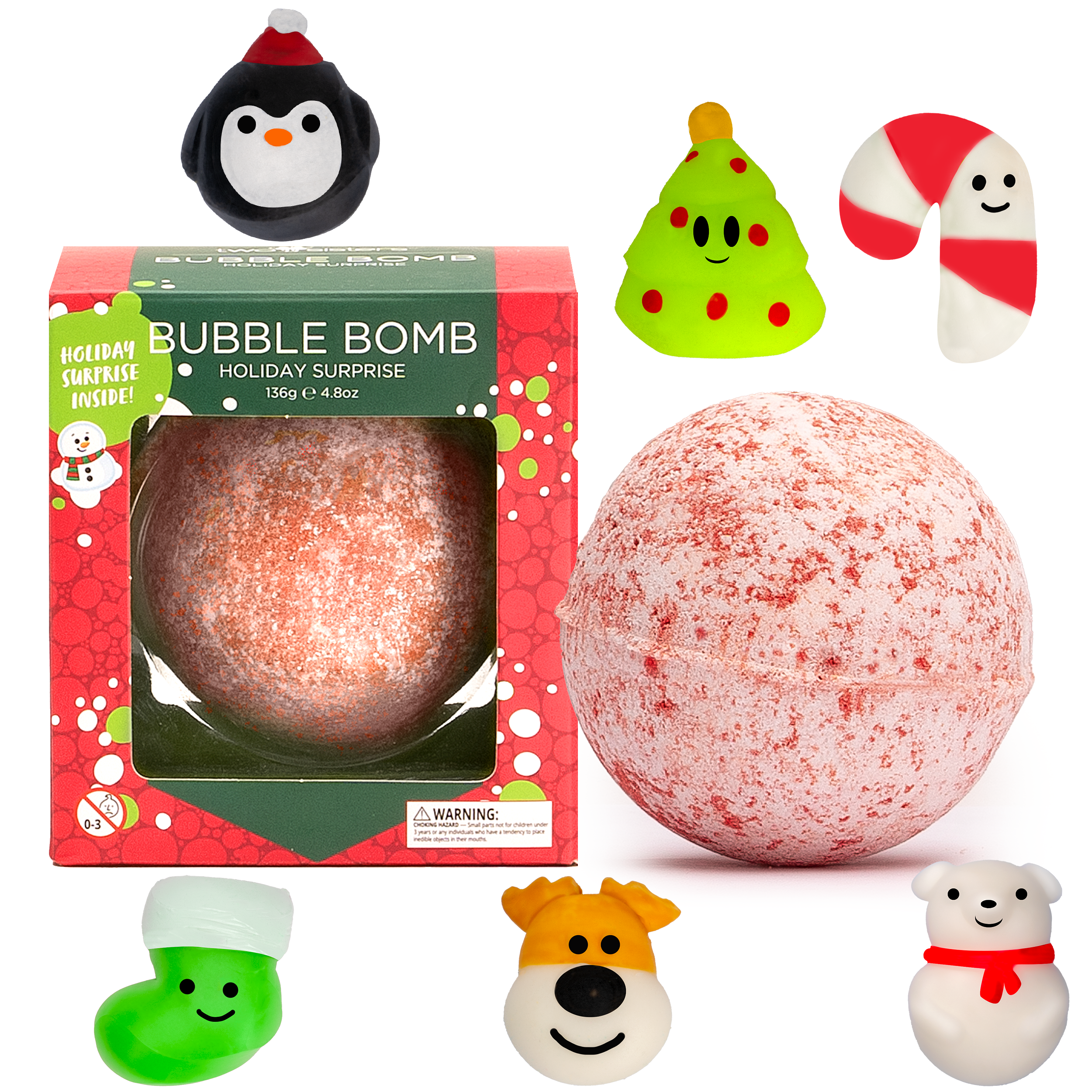 Christmas Kids Bath Bombs Gift Set w Surprise Toys - 1 Pack